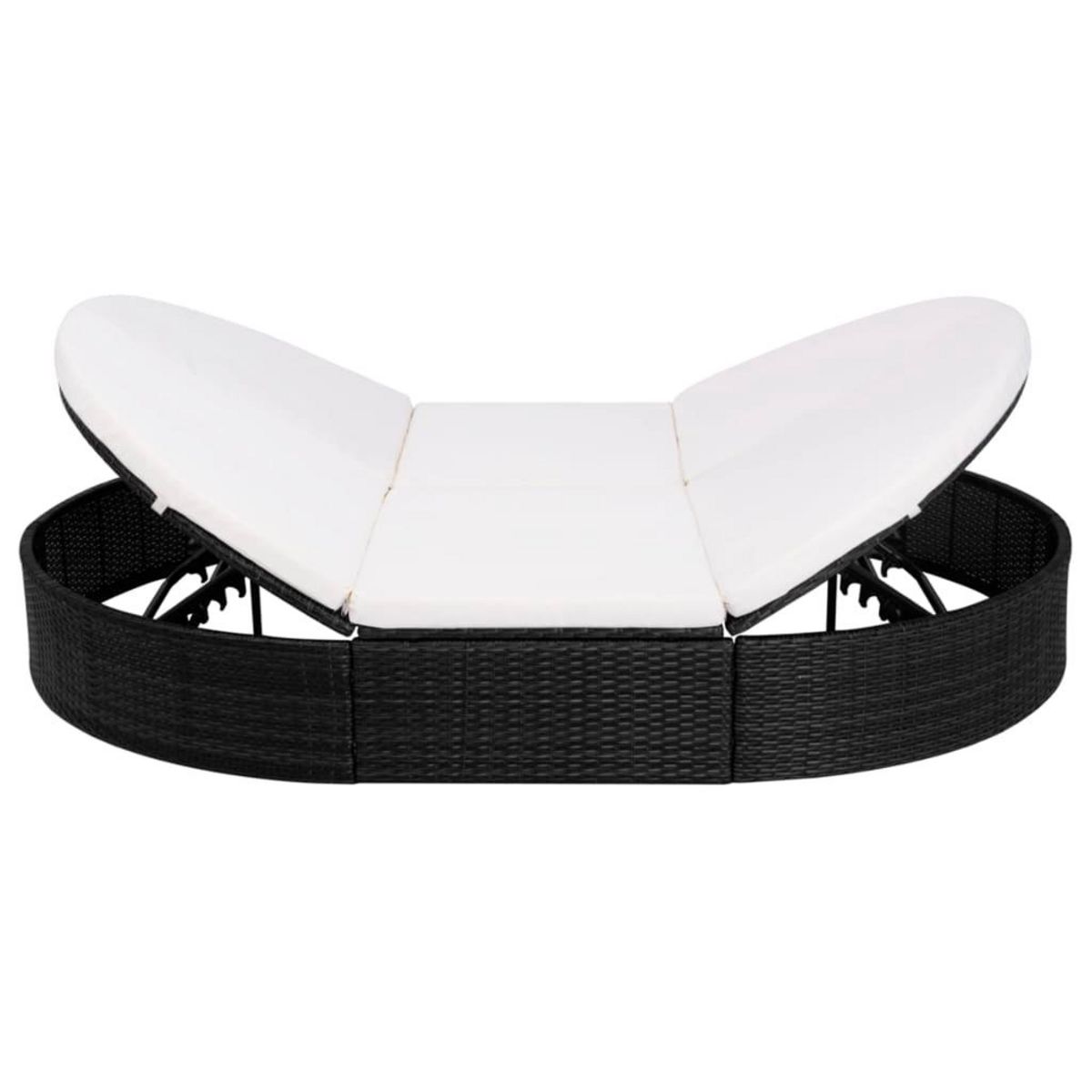 VIDAXL Lit de repos d'exterieur avec coussin Resine tressee Noir