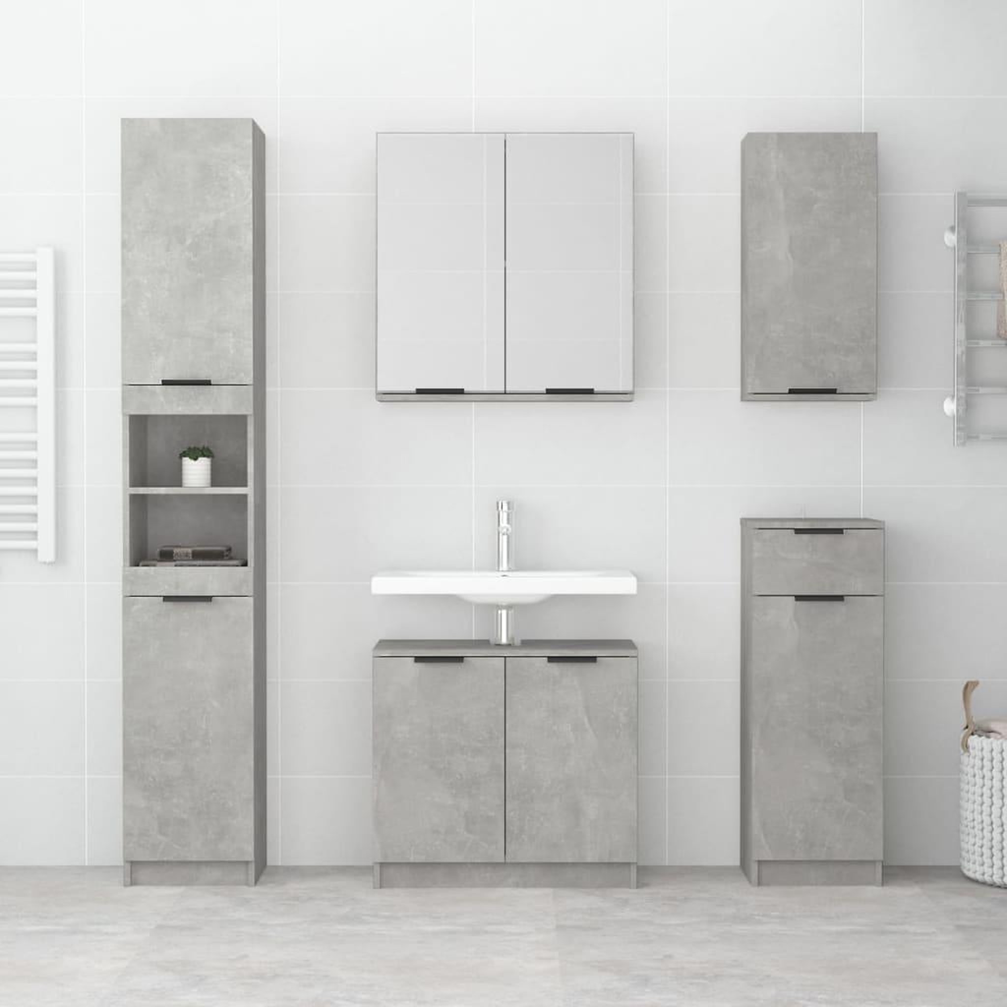 Voir la diapositive 3 : VIDAXL Armoire de salle de bain gris beton 32x34x188,5 cm