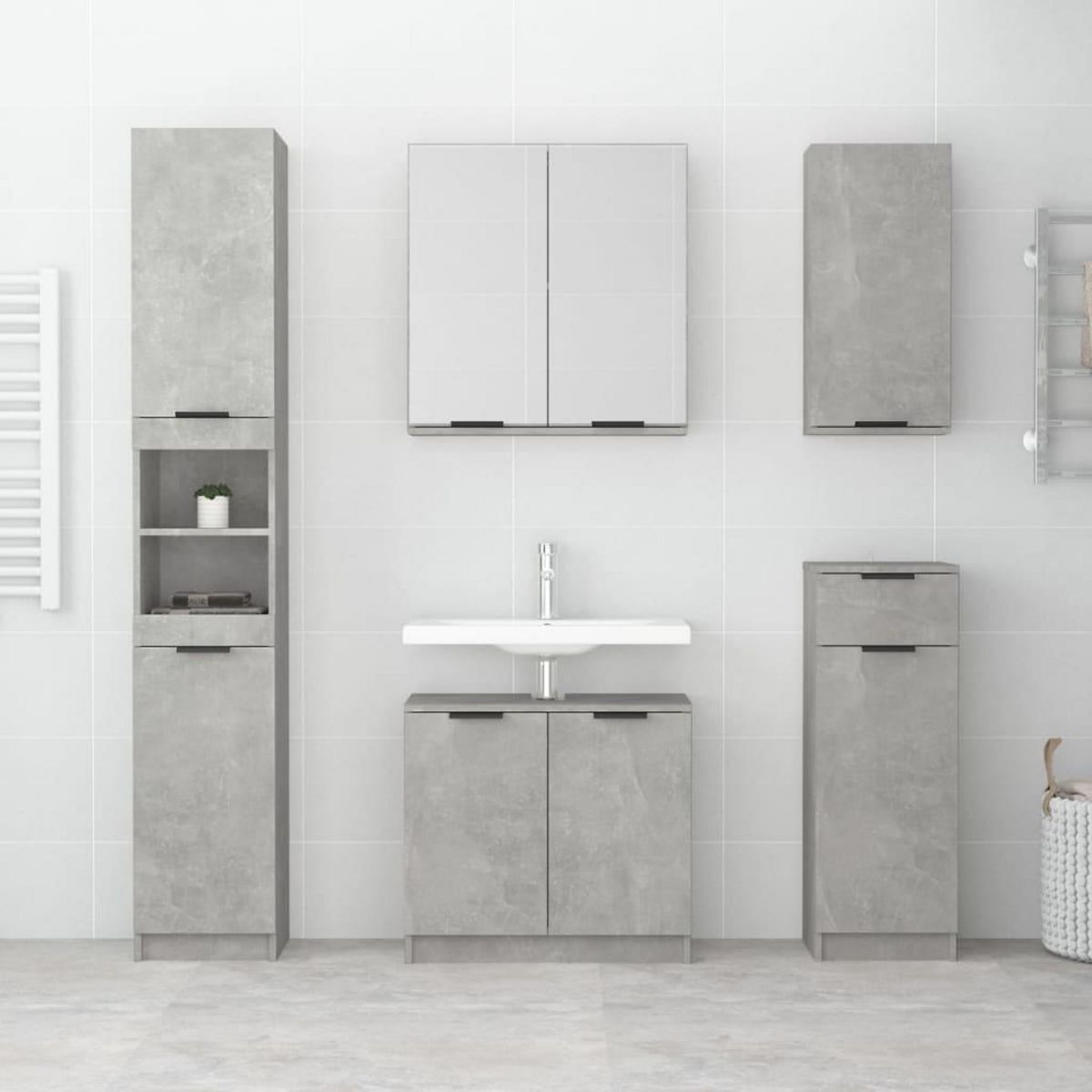 VIDAXL Armoire de salle de bain gris beton 32x34x188,5 cm
