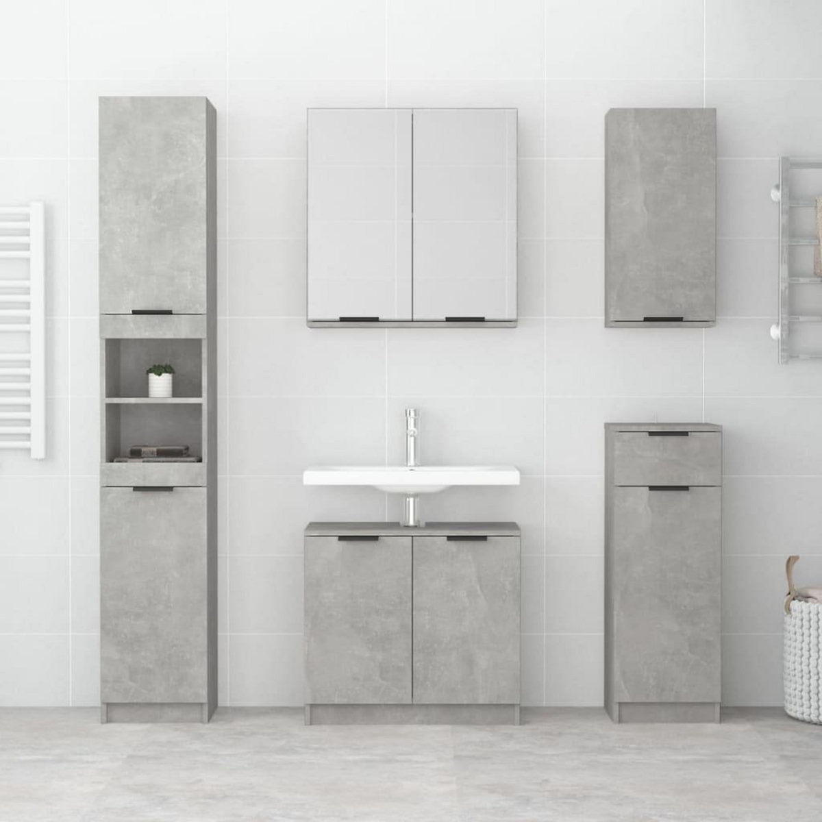 VIDAXL Armoire de salle de bain gris beton 32x34x188,5 cm