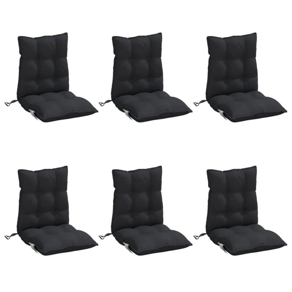VIDAXL Coussins de chaise a dossier bas lot de 6 noir tissu oxford