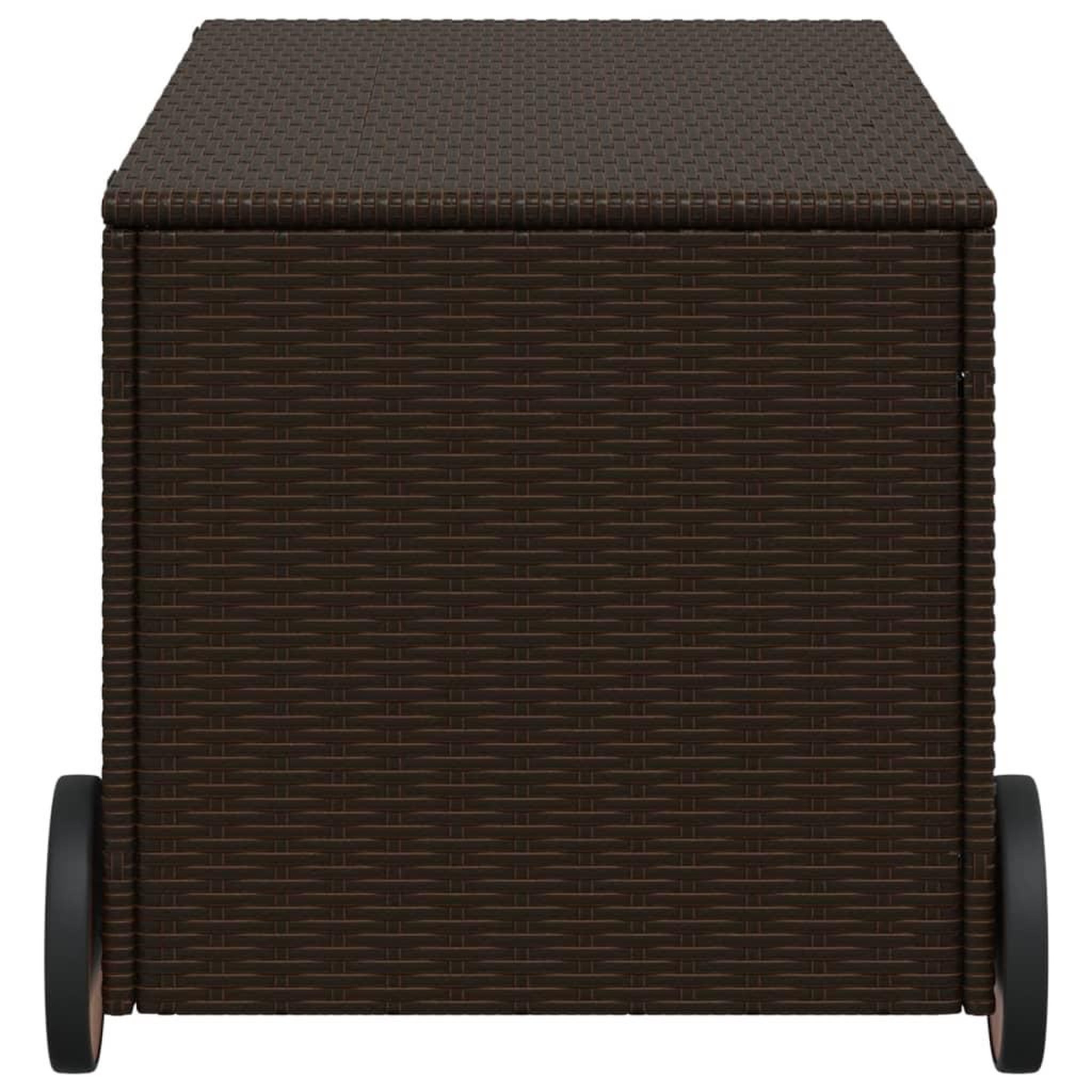 Voir la diapositive 5 : VIDAXL Boîte de rangement de jardin et roues marron 190L poly rotin