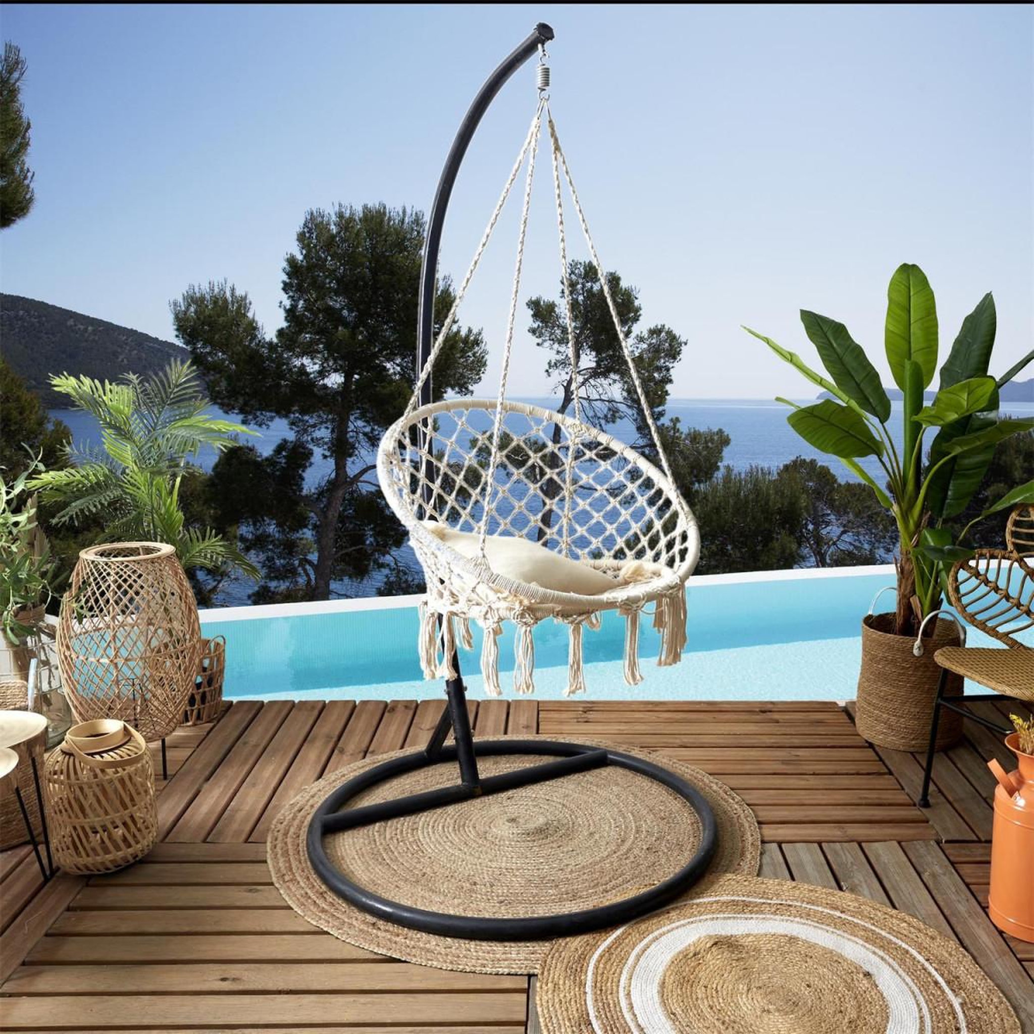 Voir la diapositive 4 : The Home Deco Factory Balancelle macramé  sumatra  120cm beige