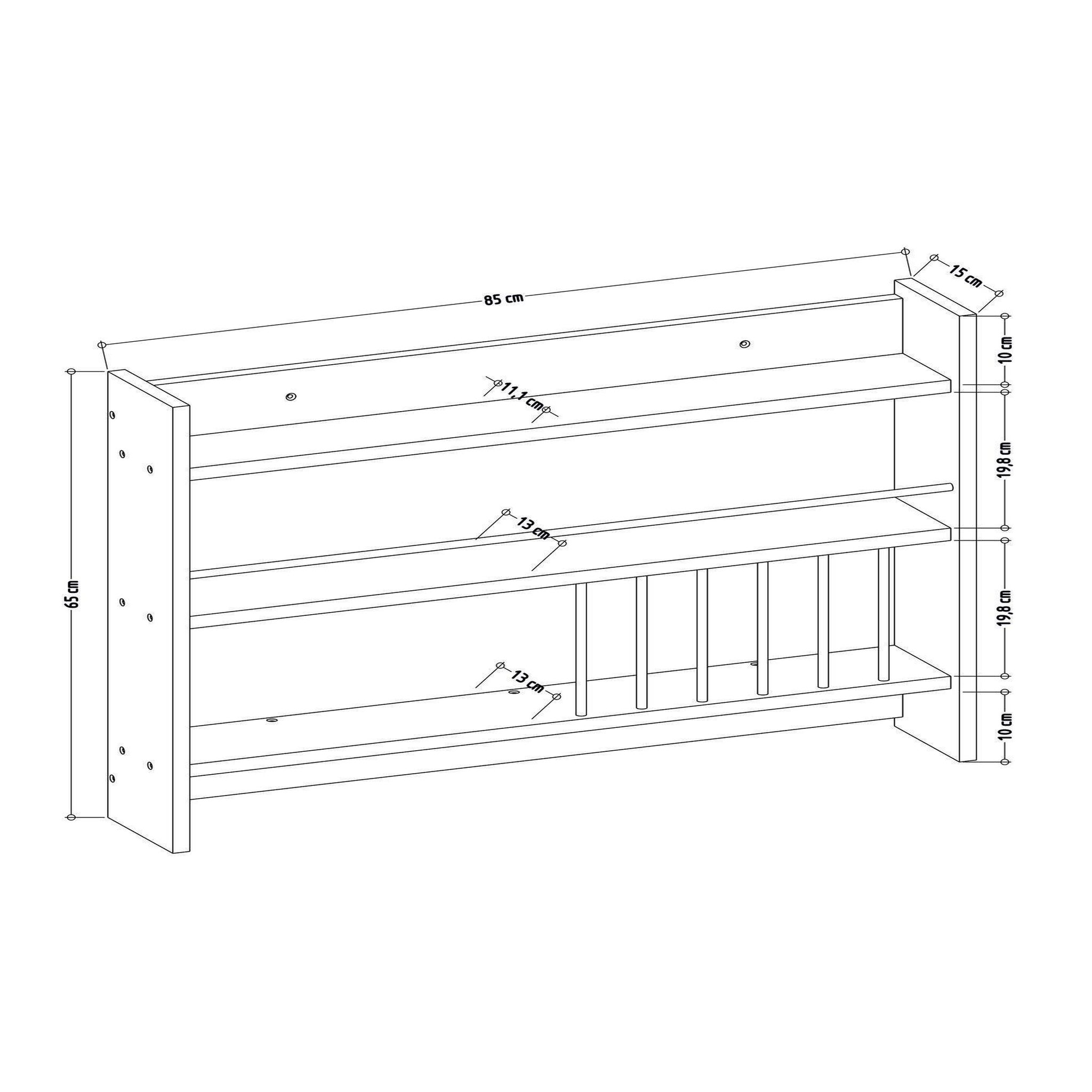 Habitat et Jardin Étagère de cuisine en bois  kolin  - 85 x 13 x 65 cm - blanc