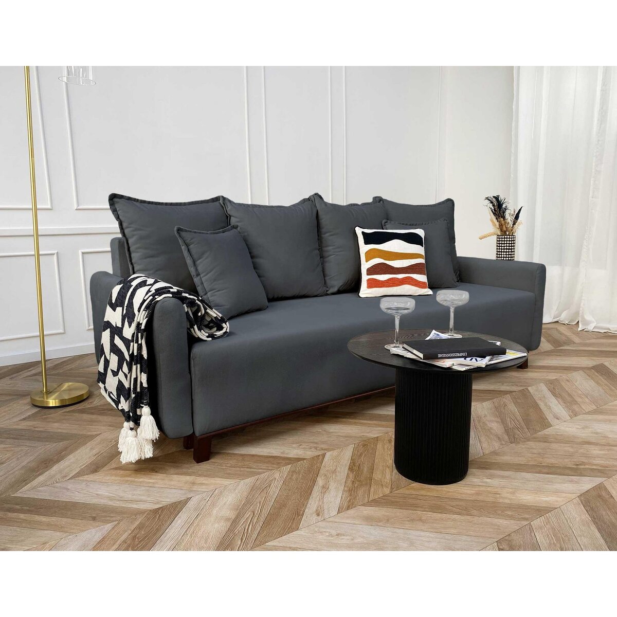 LISA DESIGN Apia - canapé 3 places - convertible avec coffre - en velours