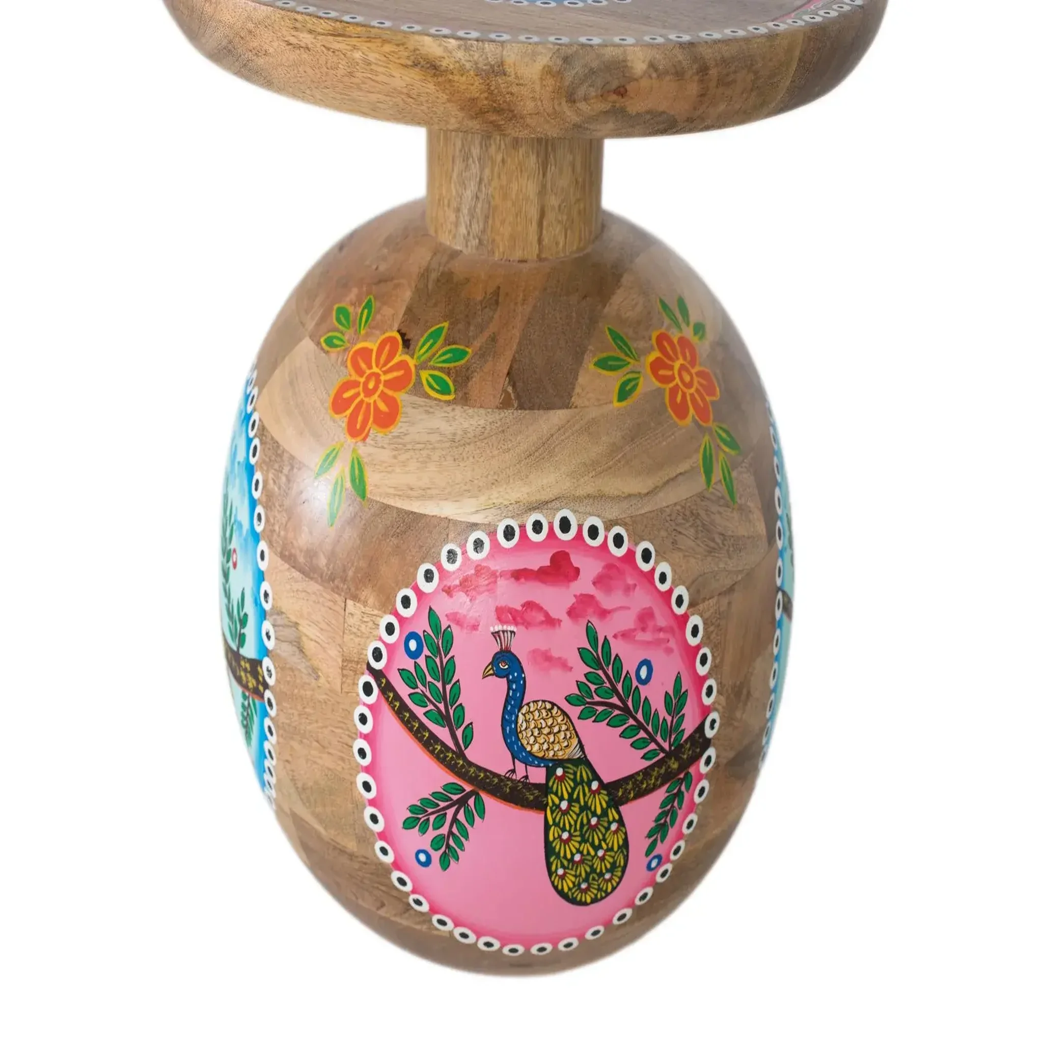 Voir la diapositive 3 : GINER Y COLOMER SL Table d'appoint en bois de manguier 42 cm style ethnique boho