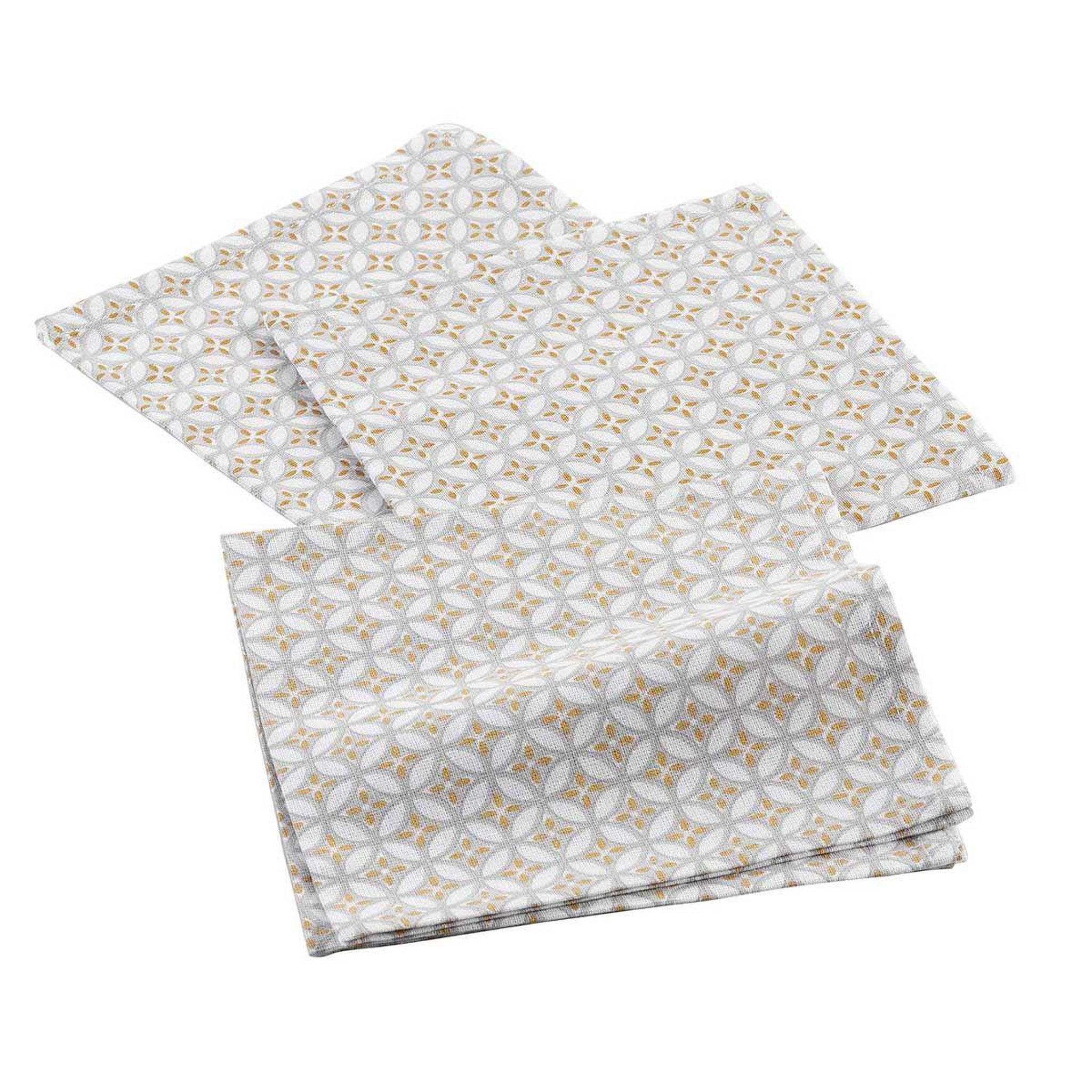 Douceur d'Intérieur Lot de 3 serviettes de table  azelia  40x40cm gris