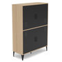 Voir la diapositive 1 : BEST MOBILIER Tribeca - buffet haut - effet bois et métal noir - 2 portes - 100x112 cm