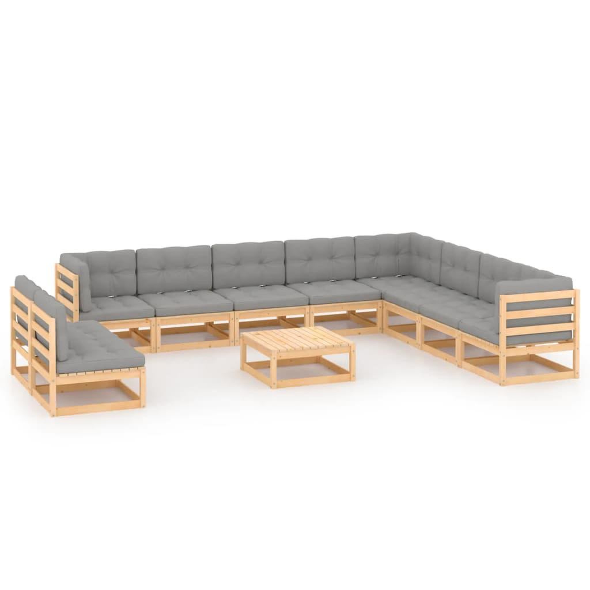 Voir la diapositive 1 : VIDAXL Salon de jardin 11 pcs avec coussins Bois de pin massif