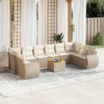 VIDAXL Salon de jardin 11 pcs avec coussins beige resine tressee