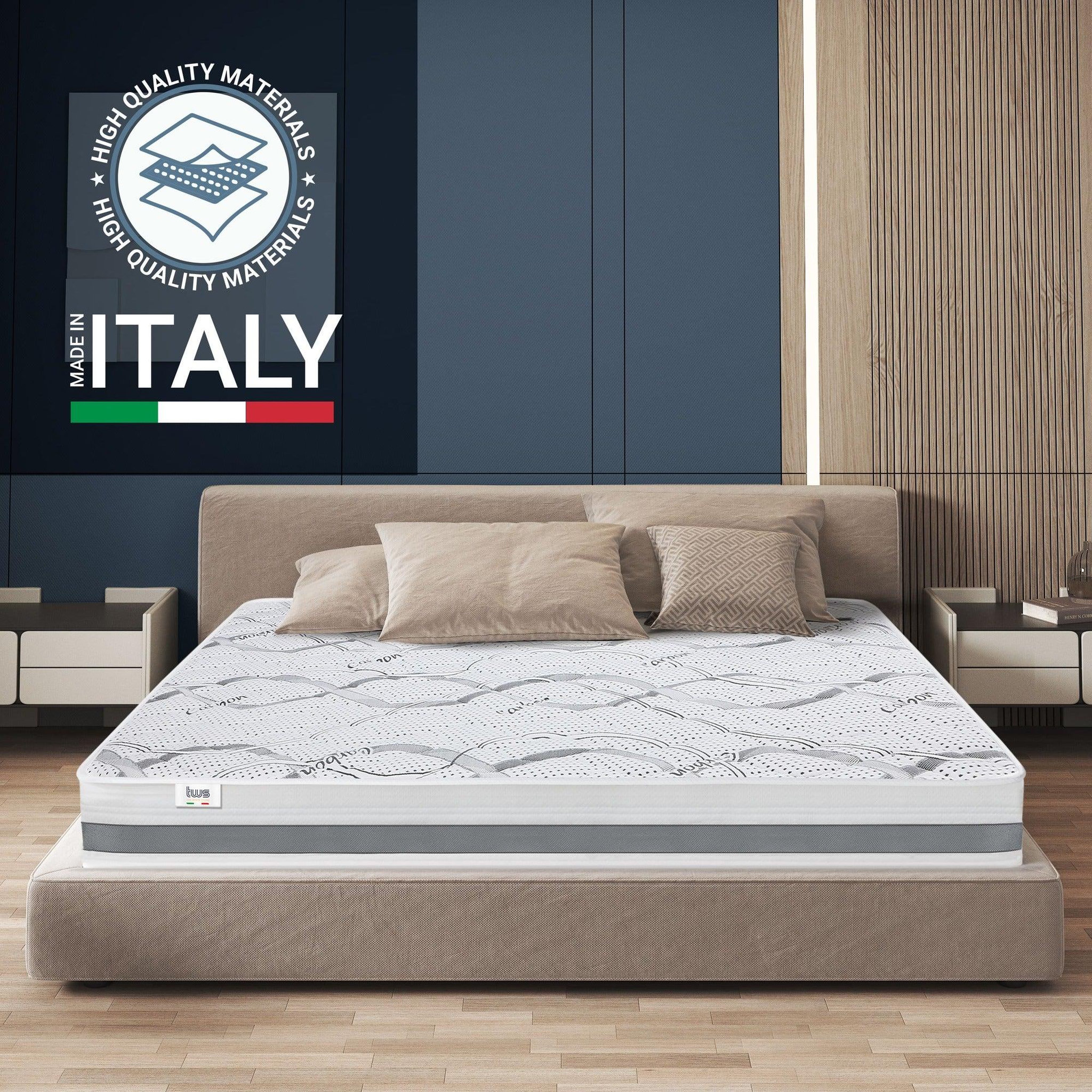Voir la diapositive 3 : THE WHITE STONE Matelas à mémoire de Forme 70 x 140 | Hauteur 22 cm | Propriétés orthopédiques Auto-modelantes | Produit en Italie