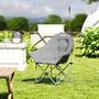 Voir la diapositive 4 : OUTSUNNY Chaise de camping pliante rembourrée revêtement toucher daim grand confort rangements sac inclus gris