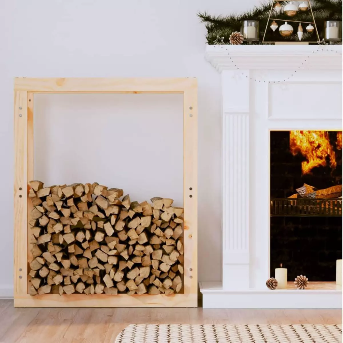VIDAXL Support pour bois de chauffage 80x25x100 cm Bois de pin massif