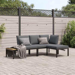 VIDAXL Salon de jardin 3 pcs avec coussins noir aluminium