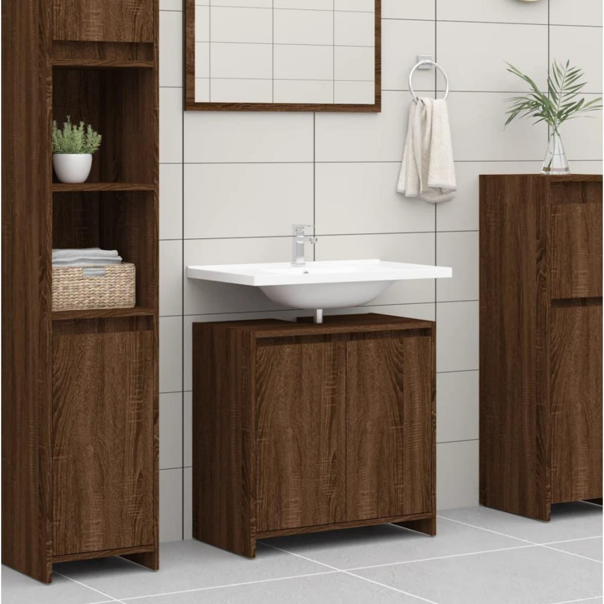 VIDAXL Armoire de bain Chene marron 60x33x61 cm Bois d'ingenierie