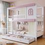 Voir la diapositive 4 : MERAX Lit superposé 90x200cm bois et mdf coloris blanc+rose