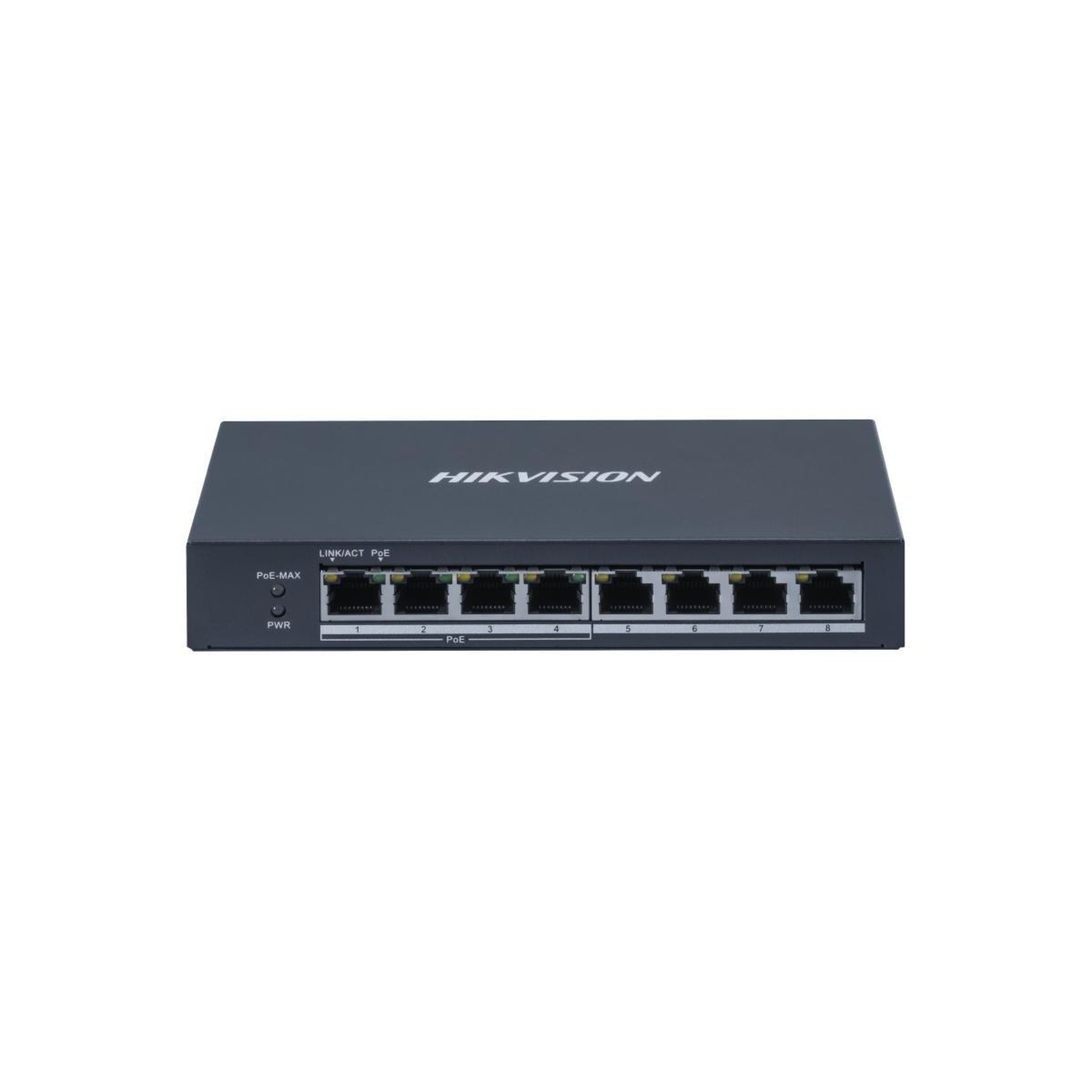 Voir la diapositive 2 : HIKVISION Switch réseau Hikvision HS-DS-3E0508P-O Gris avec 8 ports RJ-45 dont 4 PoE