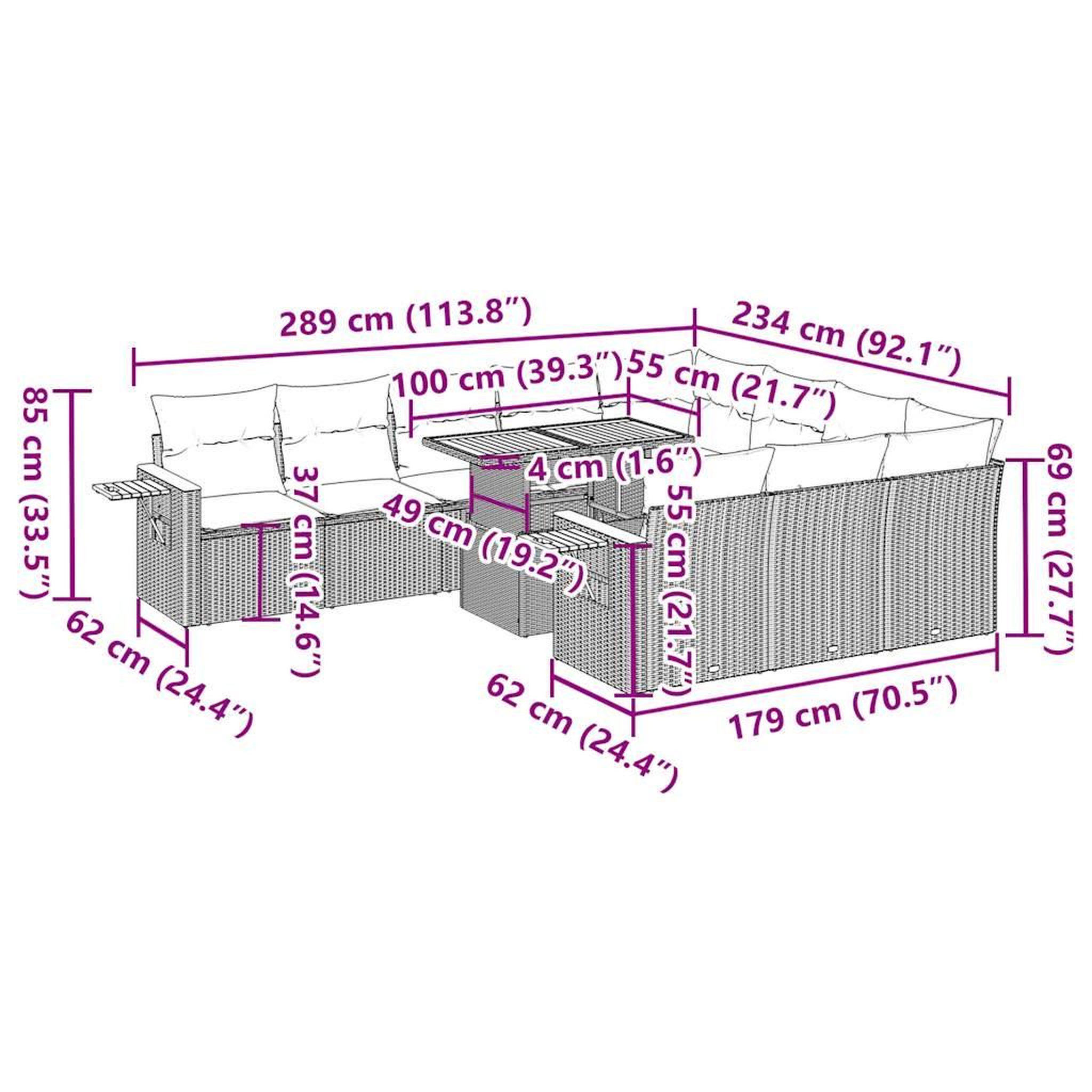 Voir la diapositive 6 : VIDAXL Ensemble de canapes de jardin 11 pcs et coussins rotin acacia