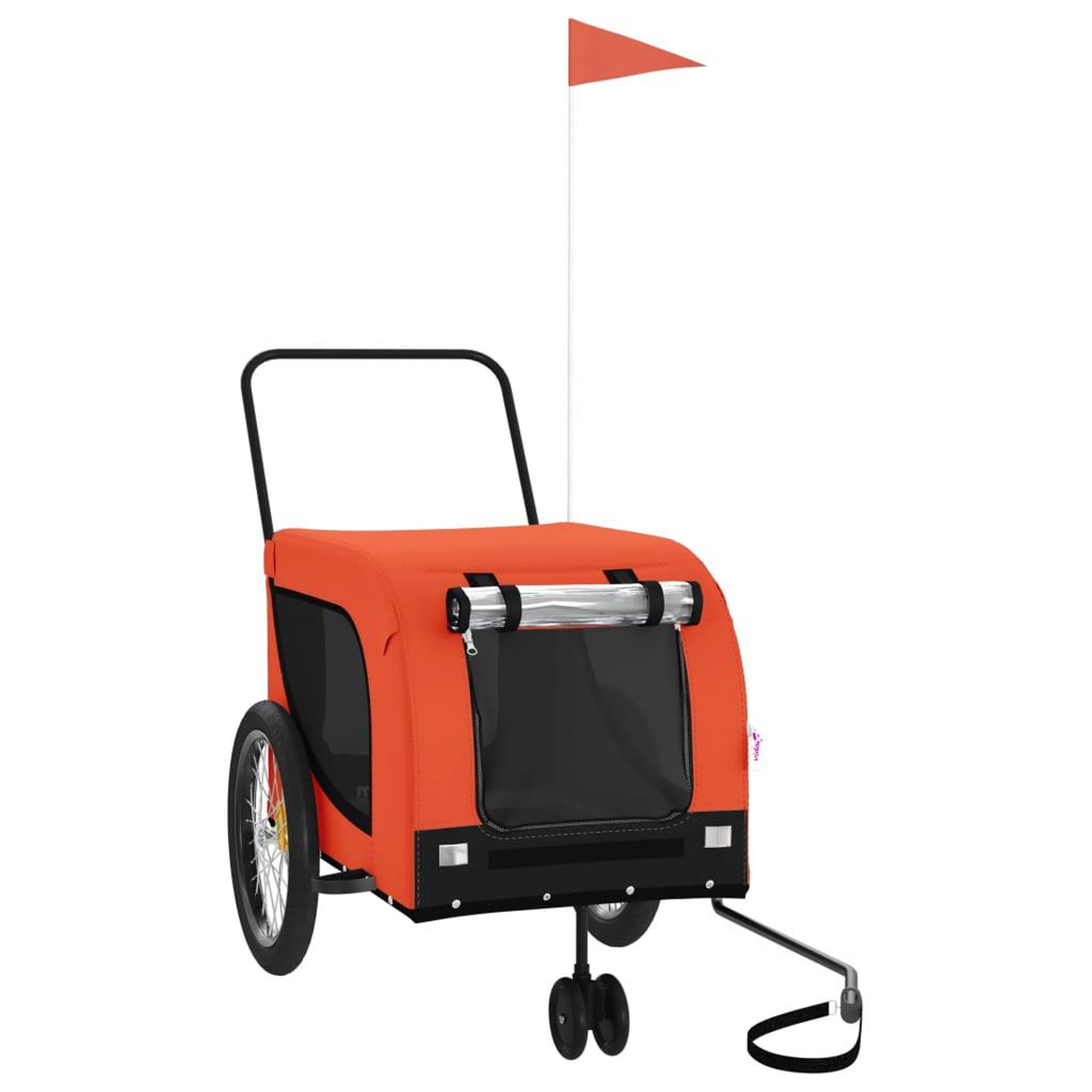 Voir la diapositive 2 : VIDAXL Remorque de velo pour animaux de compagnie orange et noir