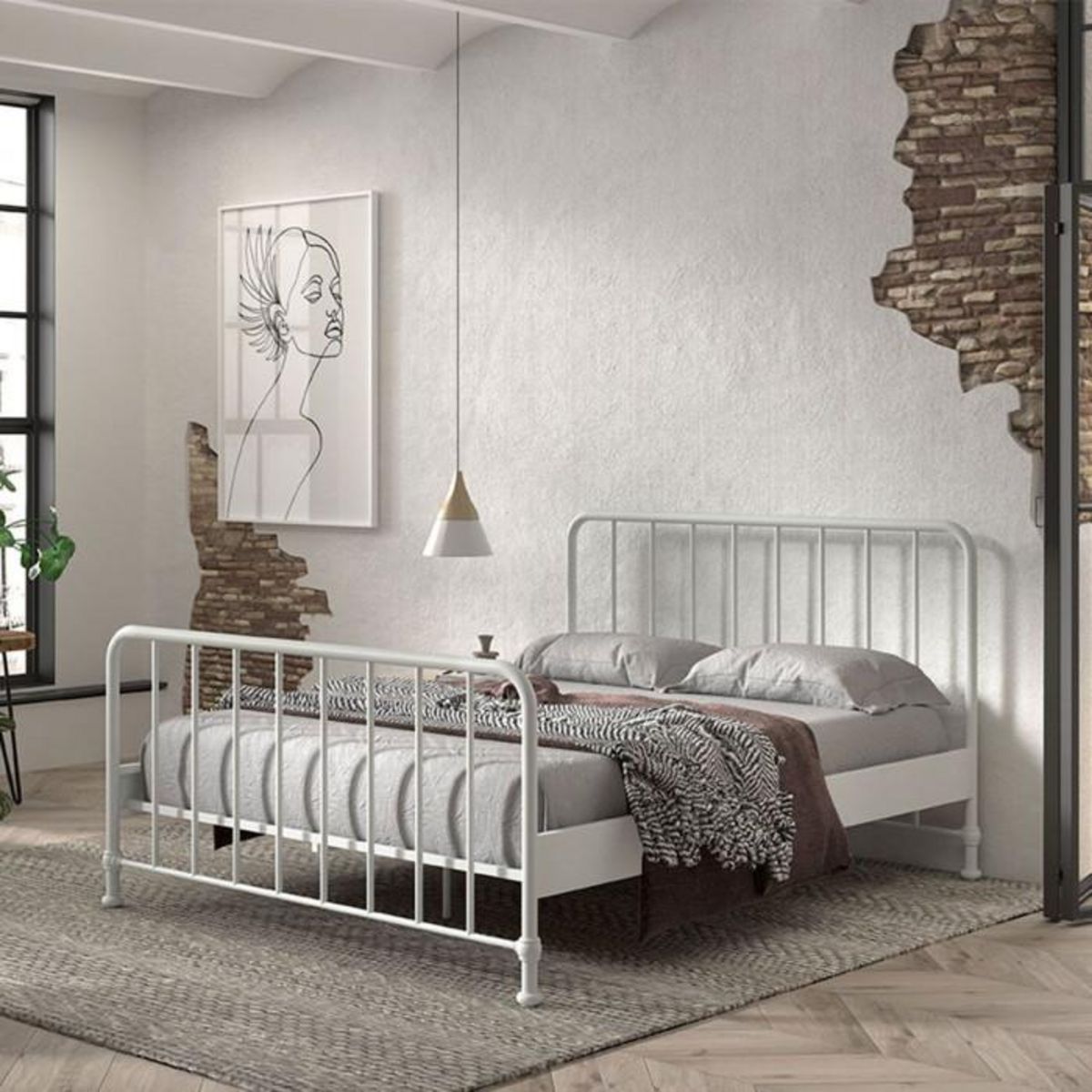 Paris Prix Lit Adulte  Bronxx  160x200cm Blanc Mat