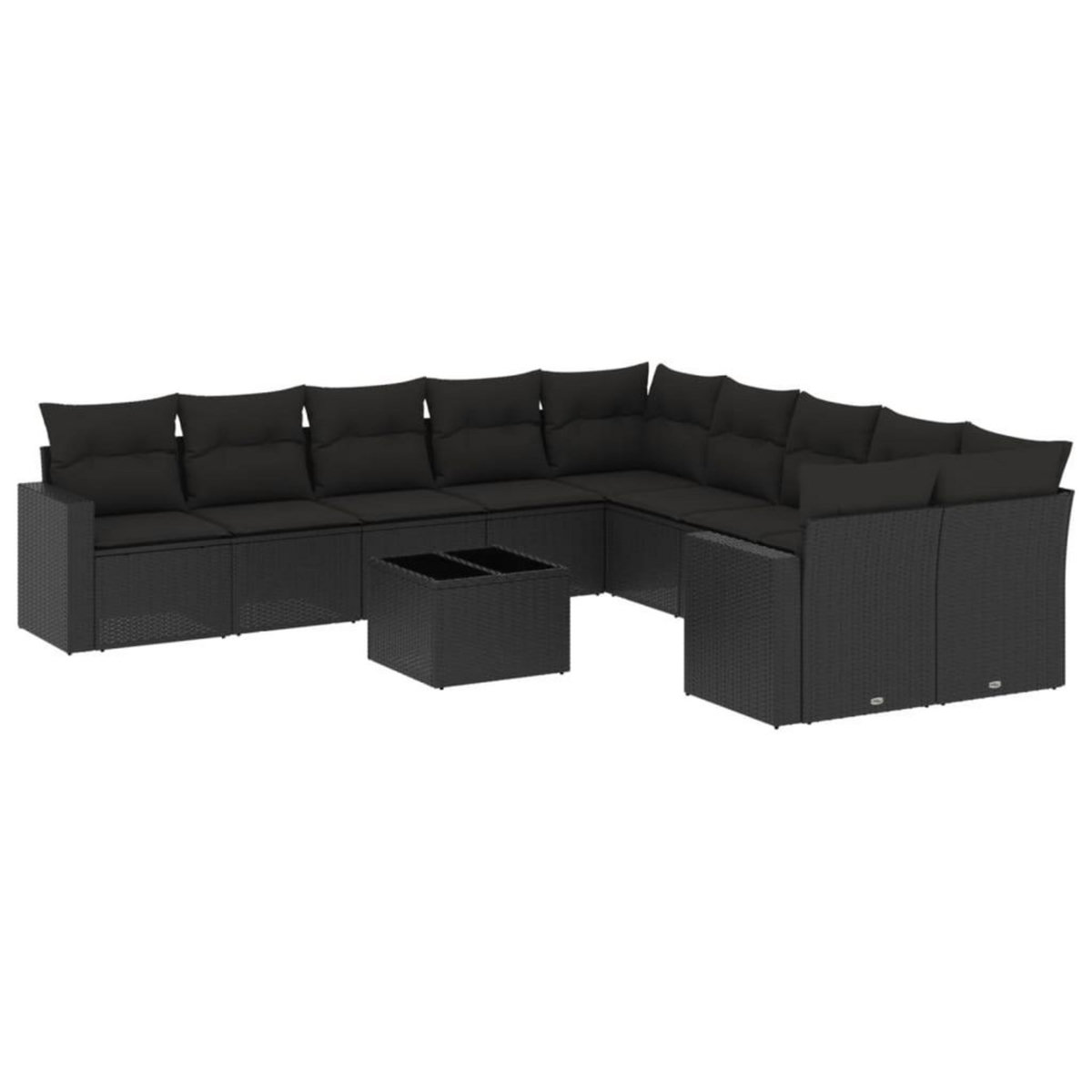VIDAXL Salon de jardin 11 pcs avec coussins noir resine tressee