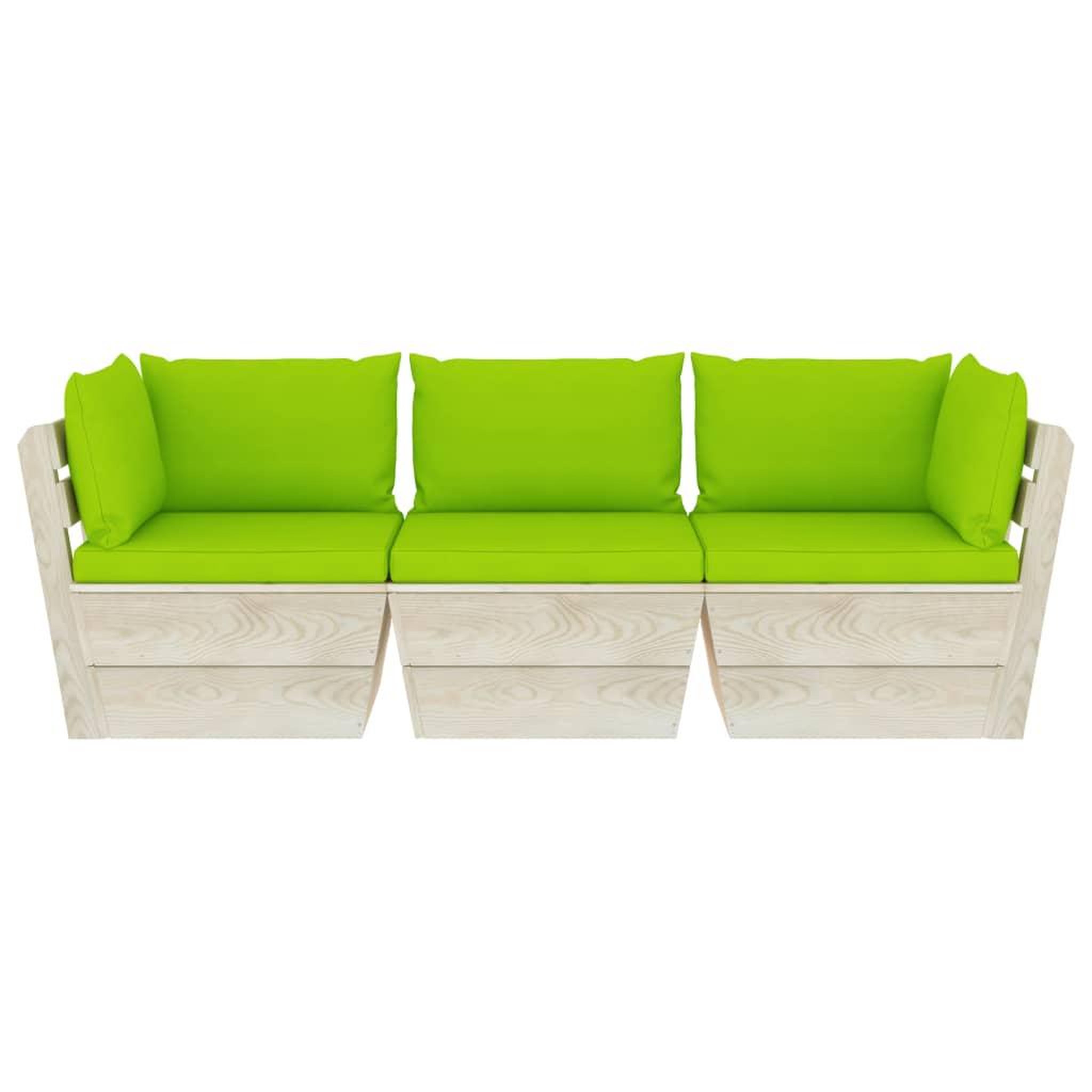 Voir la diapositive 3 : VIDAXL Canape palette a 3 places de jardin avec coussins Bois d'epicea