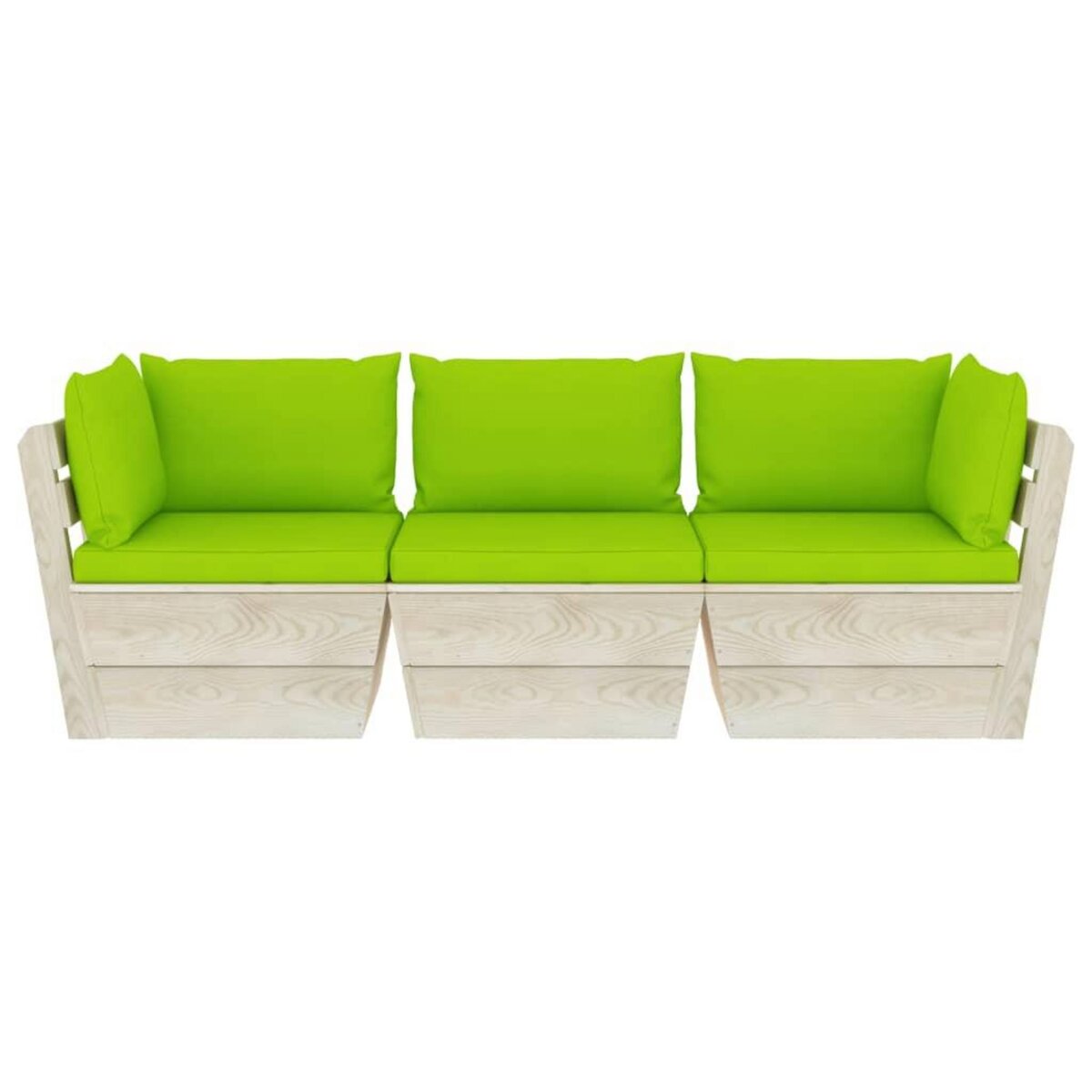 VIDAXL Canape palette a 3 places de jardin avec coussins Bois d'epicea