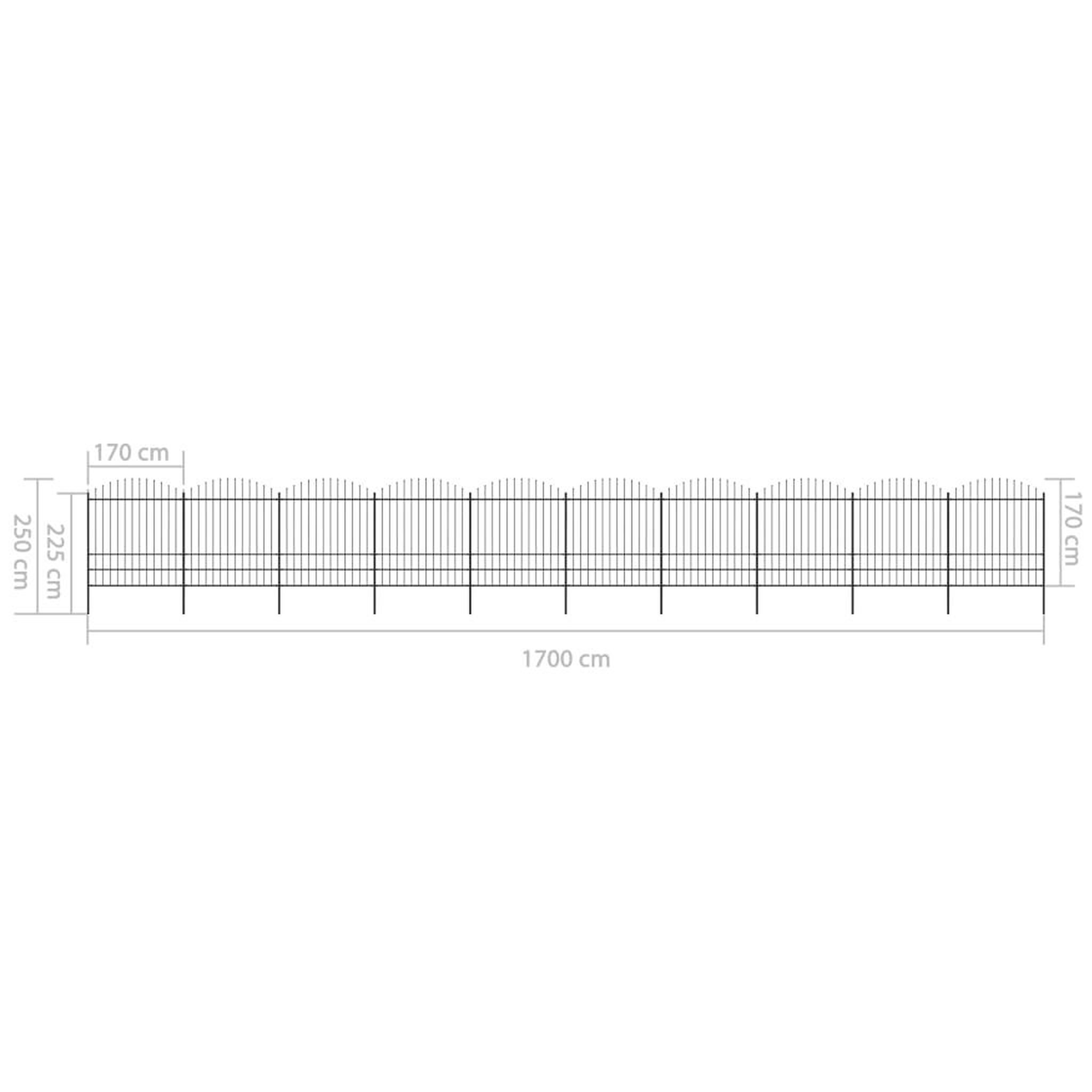 Voir la diapositive 5 : VIDAXL Cloture de jardin a dessus en lance Acier (1,75-2)x17 m Noir