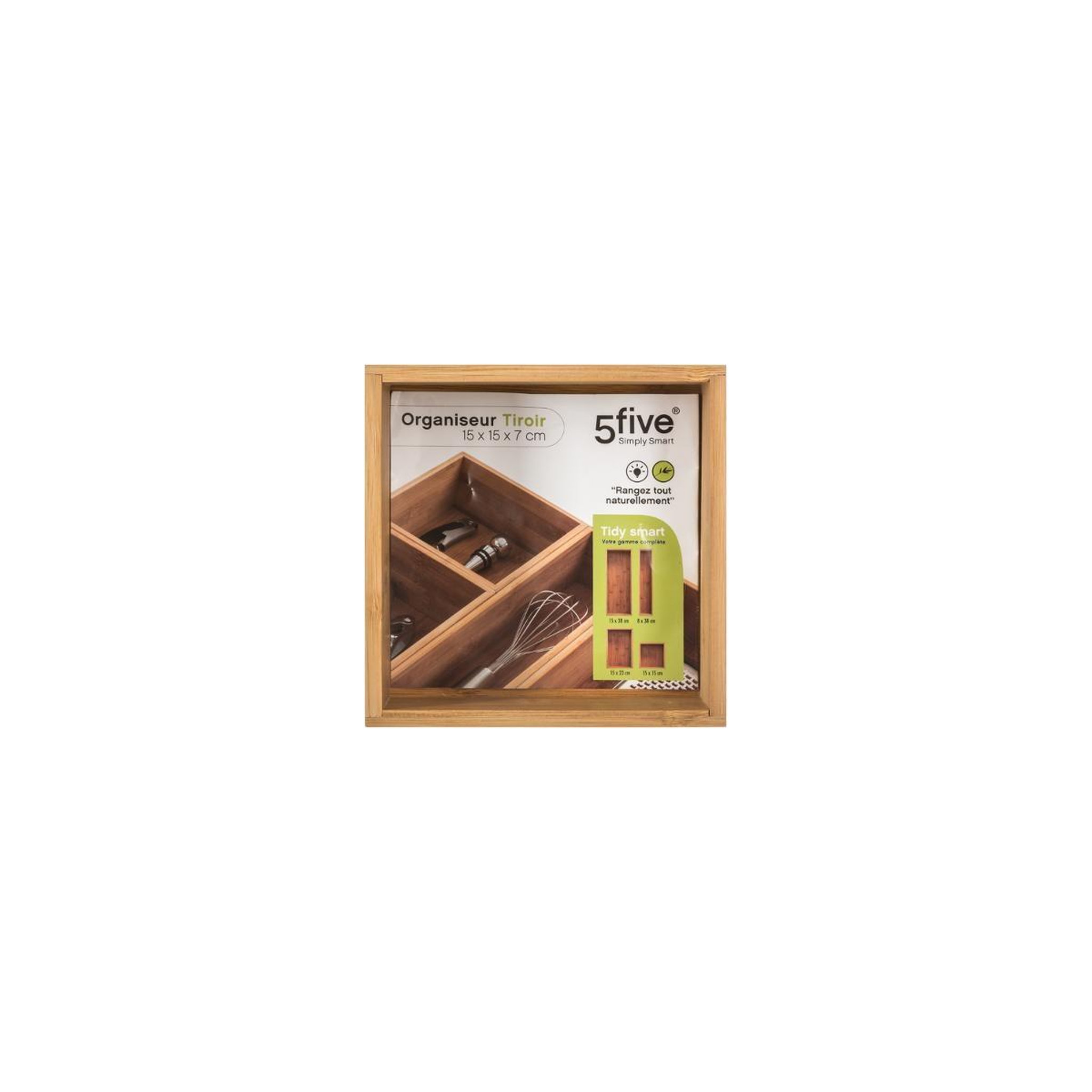 Voir la diapositive 2 : FIVE Organisateur en bambou  tidy smart  15x15cm naturel