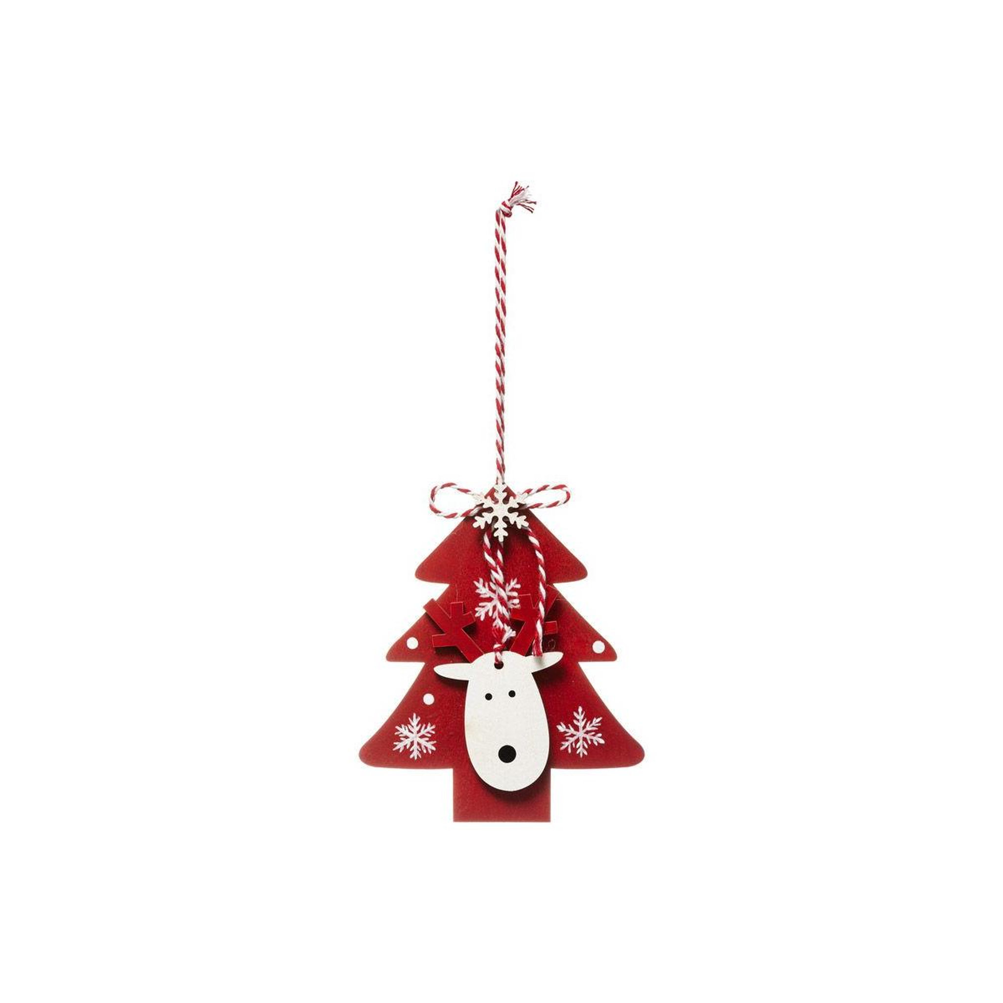FEERIC LIGHT & CHRISTMAS Sujet de noël sapin & renne  étoile  21cm rouge