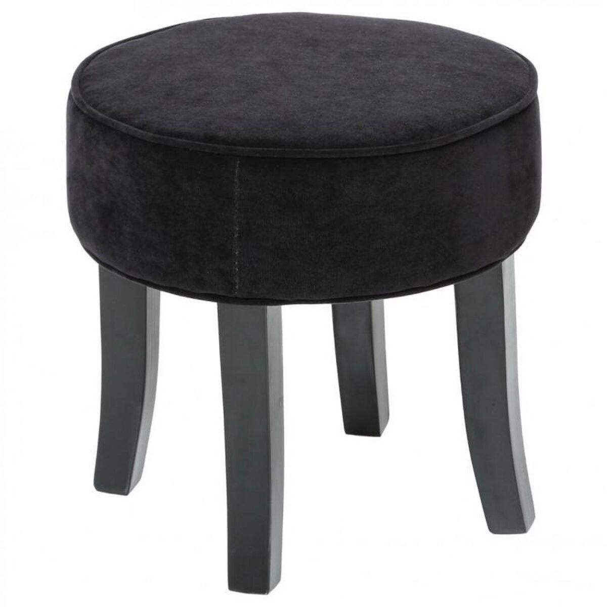  Tabouret en Velours  Adriel  35cm Noir