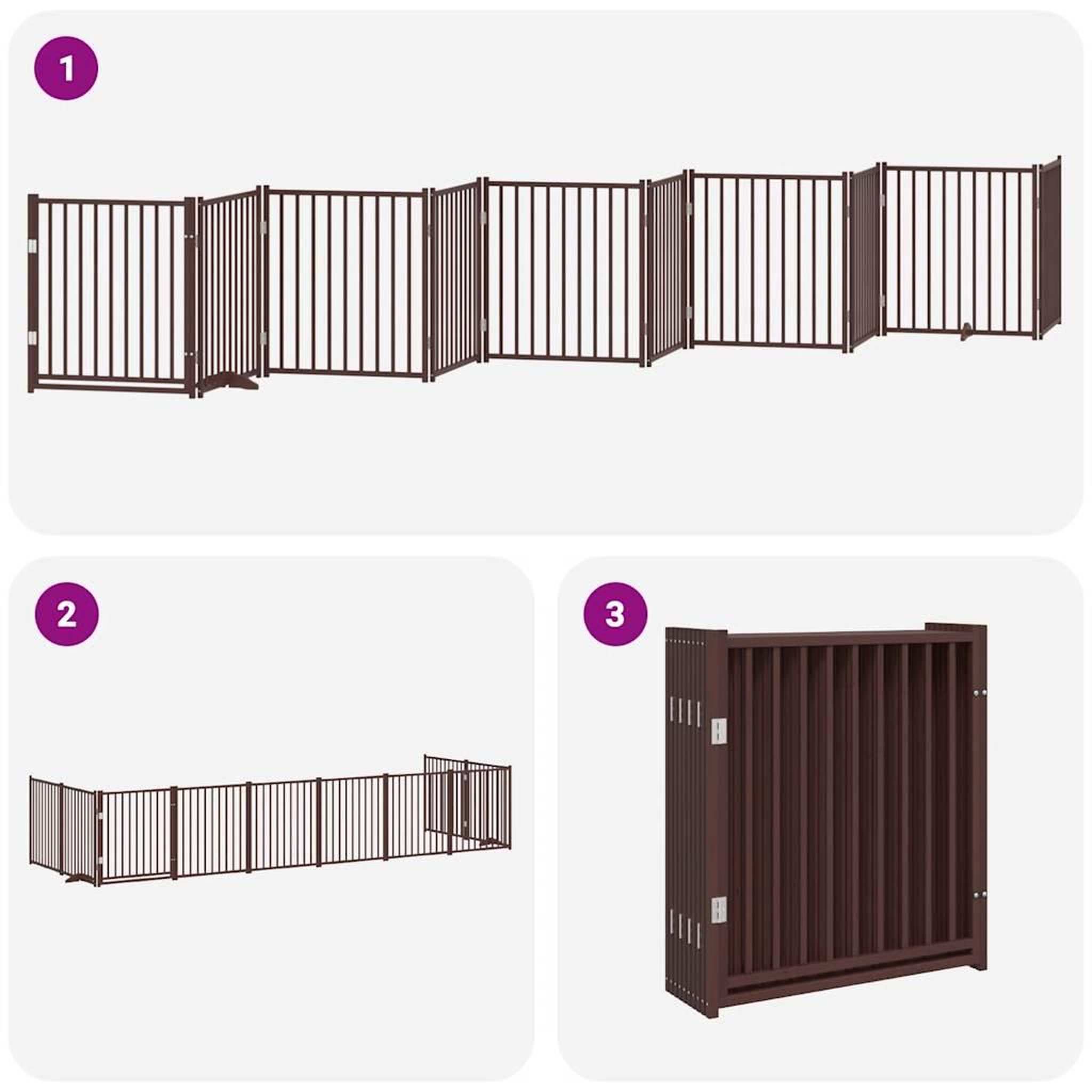 Voir la diapositive 5 : VIDAXL Barriere pour chien porte pliable 10 panneaux bois de peuplier