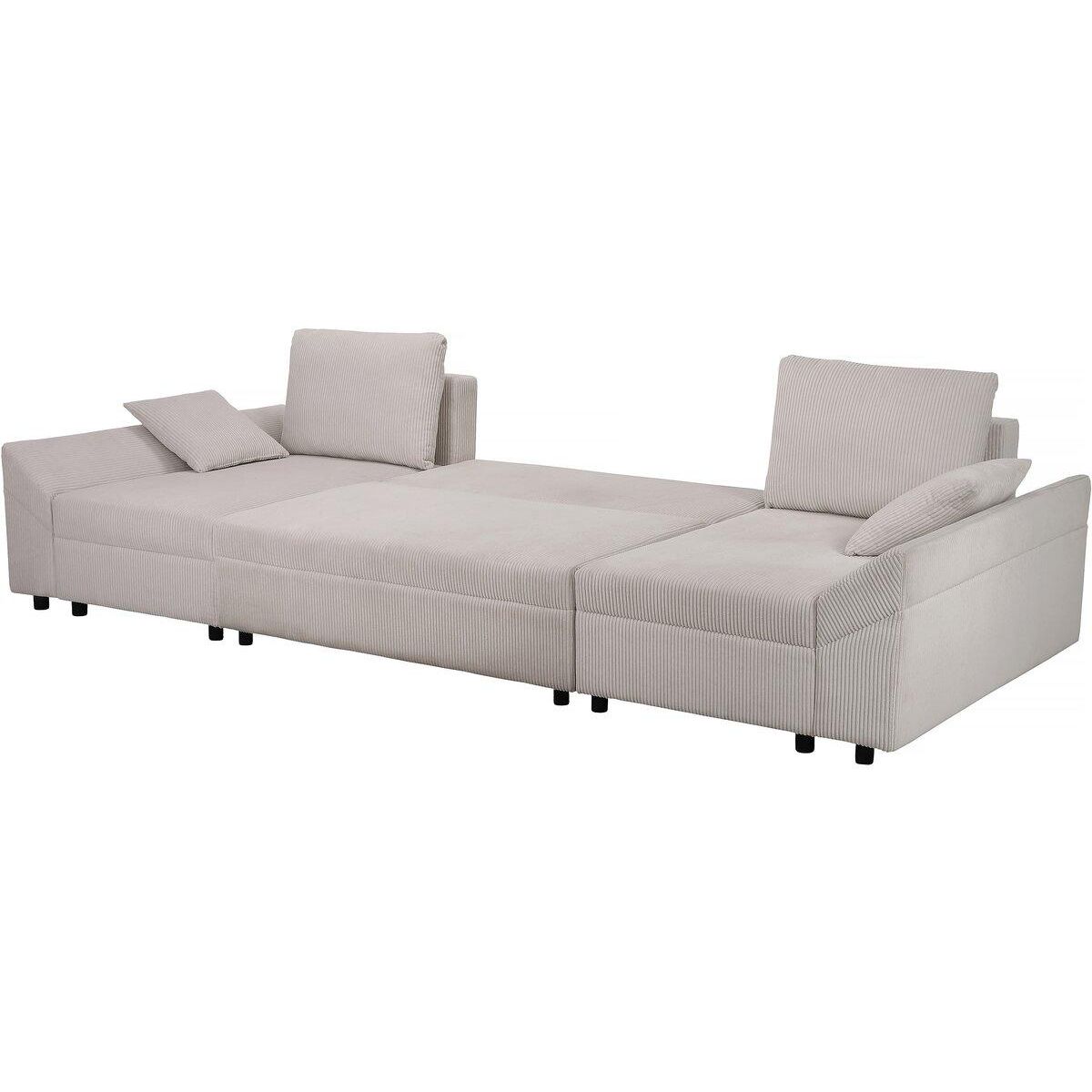 Habitat et Jardin Canapé d'angle panoramique en velours côtelé  Vaugirard II  - 5 places - Beige