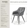 Voir la diapositive 6 : tectake Chaise de salle à manger rembourrée et en velours matelassé gris/noir Lot de 2