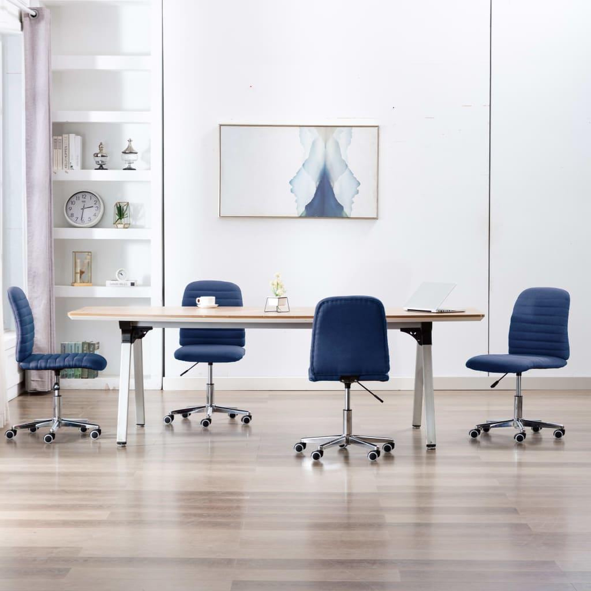 Voir la diapositive 1 : VIDAXL Chaises a manger lot de 4 bleu tissu
