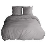 COTE DECO Parure de lit - 100% microfibre lavée. Coloris disponibles : Bleu, Gris, Blanc, Rose