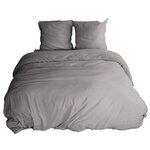 COTE DECO Parure de lit - 100% microfibre lavée. Coloris disponibles : Rose, Blanc, Bleu, Gris