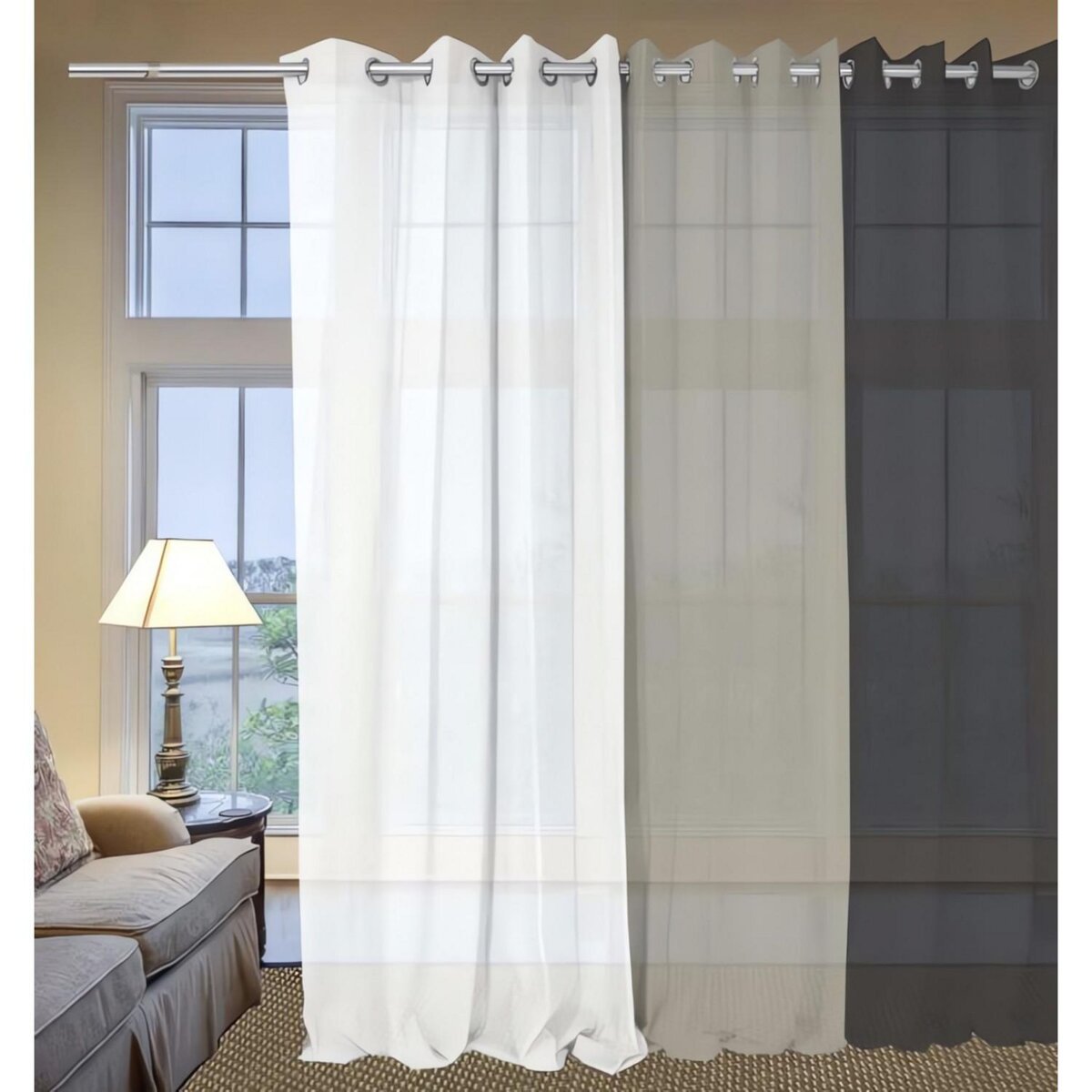 SOLEIL D'OCRE Voile à oeillets en coton 135x250 cm PANAMA, par Soleil d'Ocre