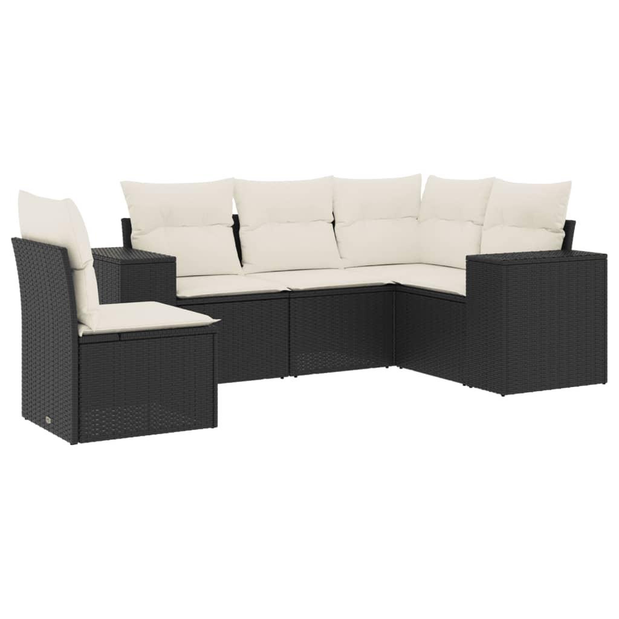 Voir la diapositive 2 : VIDAXL Salon de jardin 5 pcs avec coussins noir resine tressee