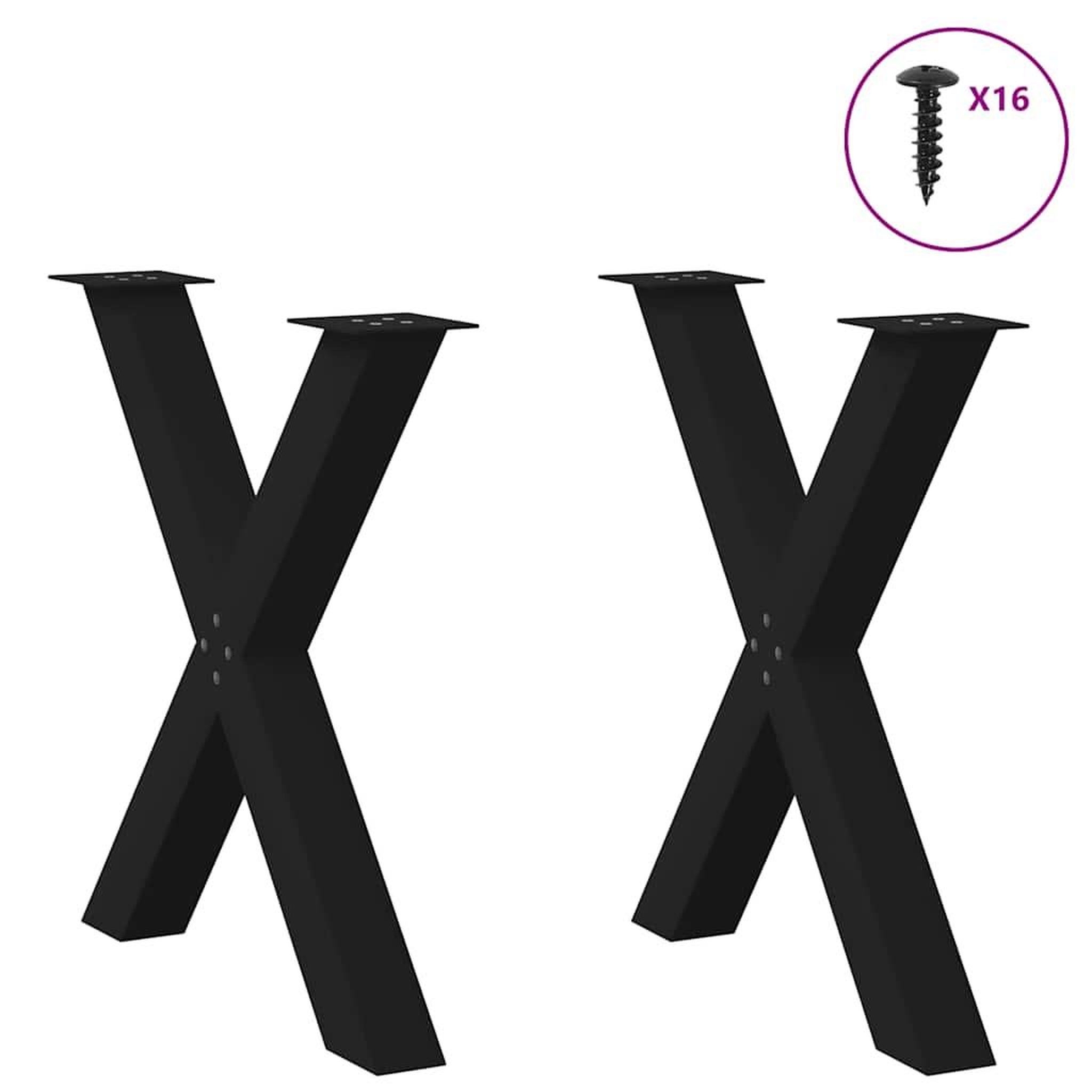 Voir la diapositive 3 : VIDAXL Pieds de table a manger forme de X 2 pcs noir 80x(72-73) cm