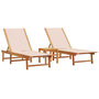 Voir la diapositive 2 : VIDAXL Chaises longues lot de 2 table creme bois d'acacia et textilene