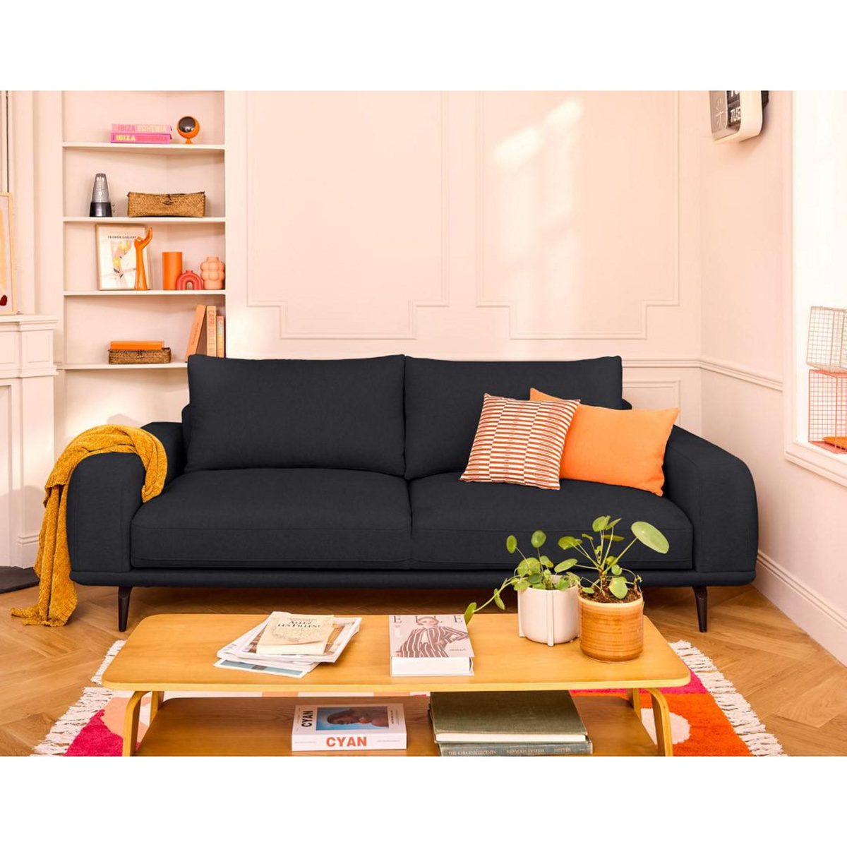 LISA DESIGN Vicence - canapé droit 3 places convertible en tissu