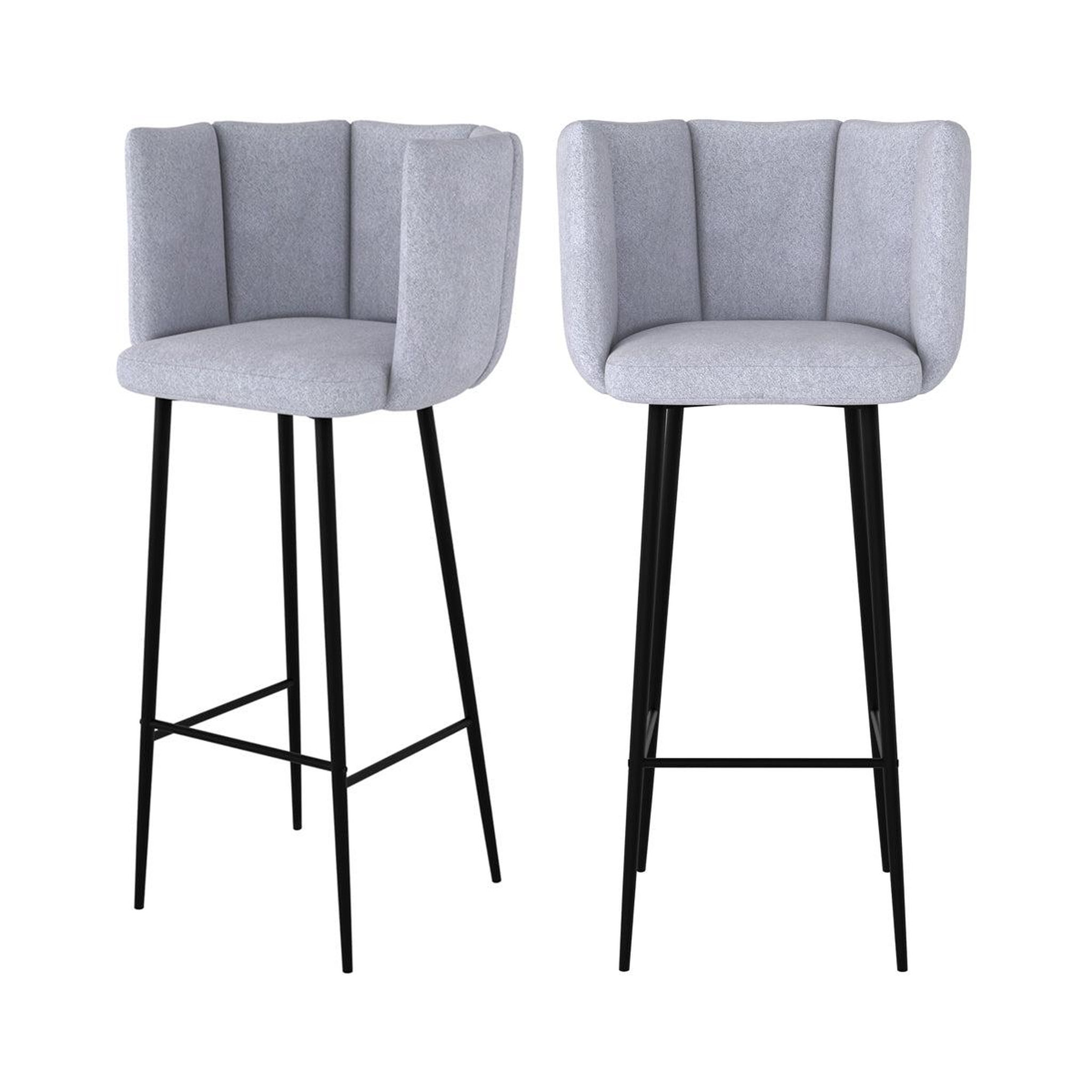 MAISON PAVANE Lot de 2 chaises de bar en tissu gris clair 75 cm-rosy
