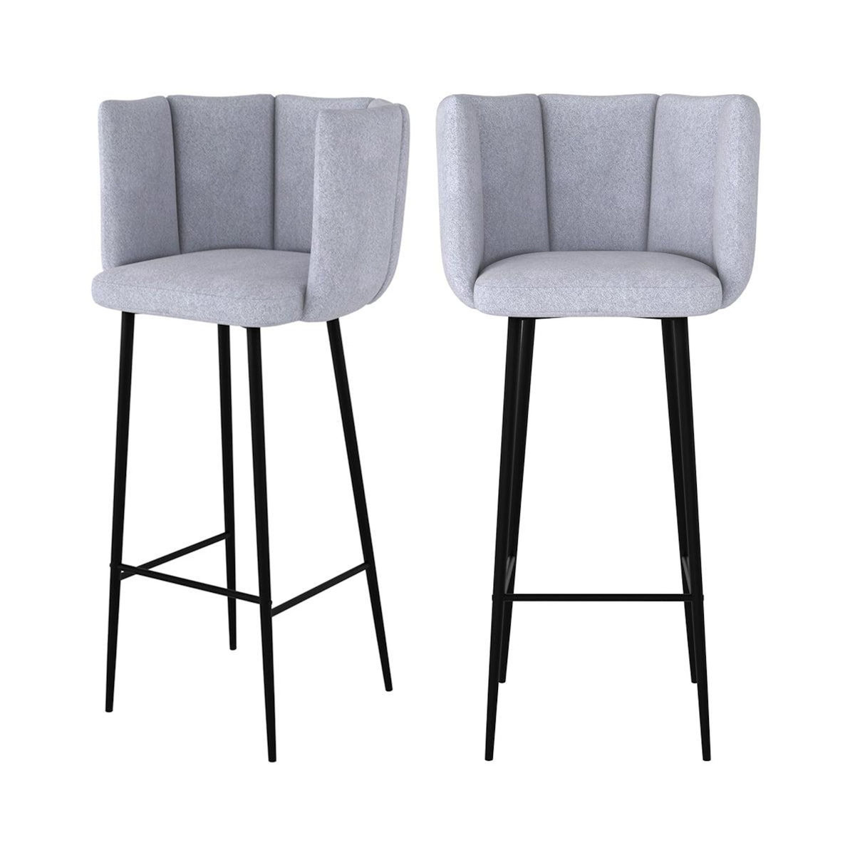 Rendez vous déco Lot de 2 chaises de bar en tissu gris clair 75 cm-Rosy