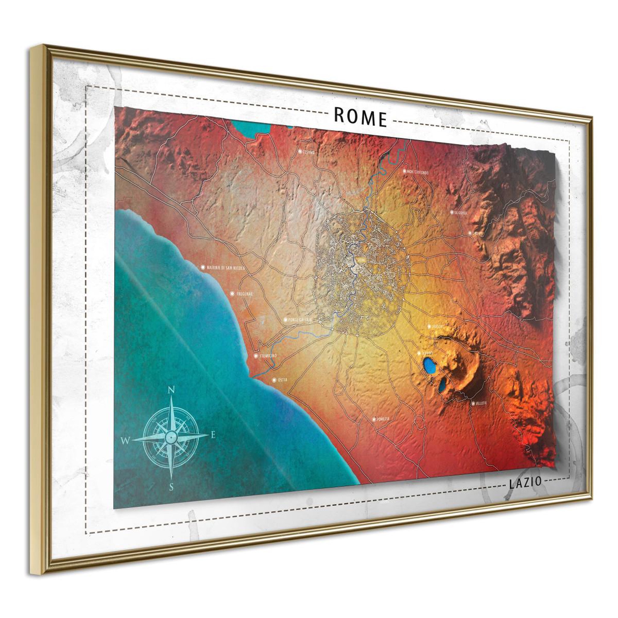 Paris Prix Affiche Murale Encadrée  Raised Relief Map Rome