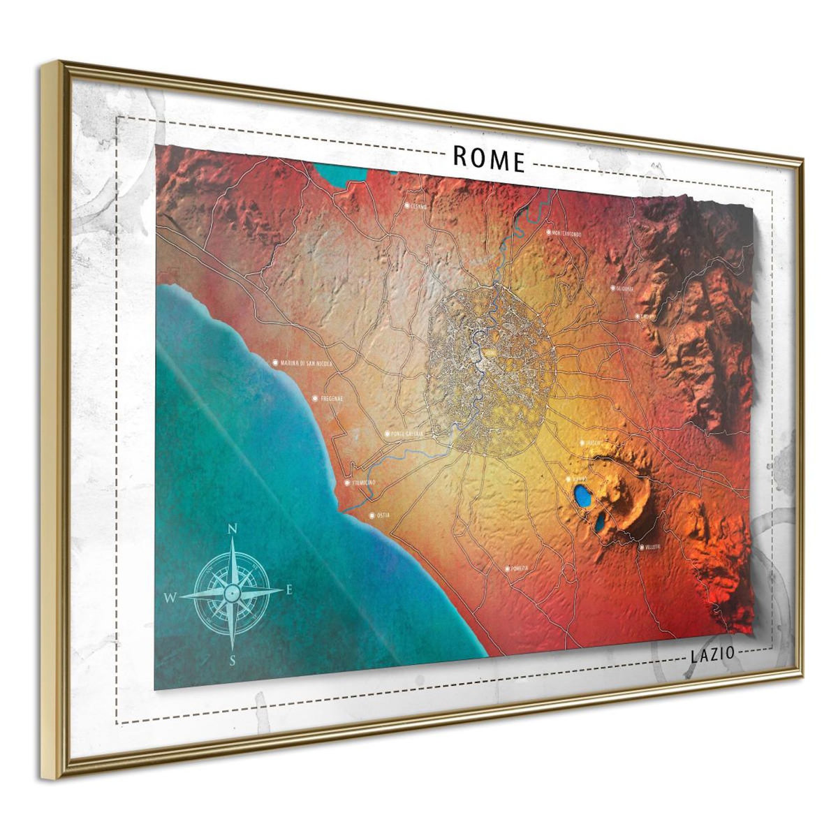 Paris Prix Affiche Murale Encadrée  Raised Relief Map Rome
