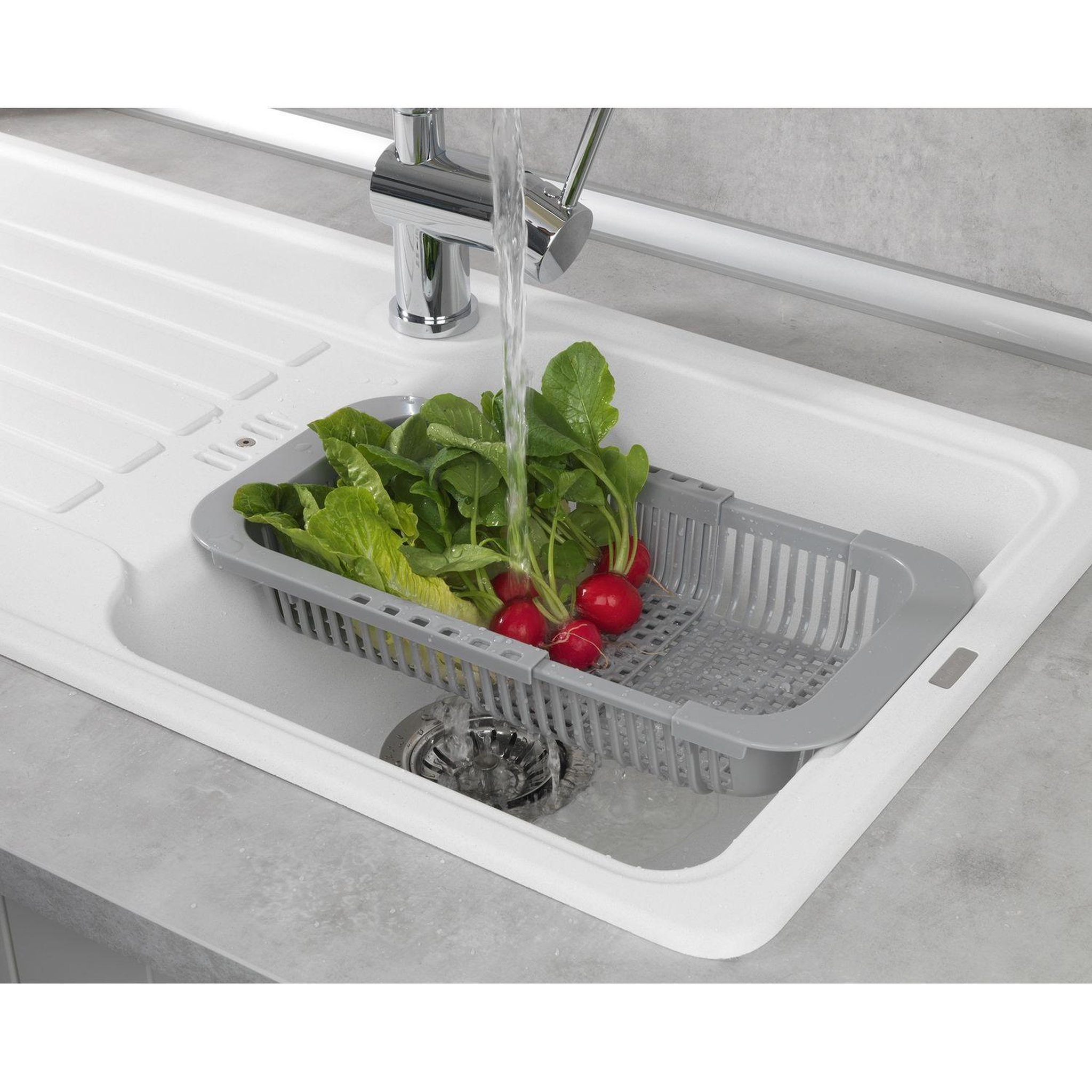 Wenko Egouttoir pour évier extensible Denvers - L. 30/39 cm - Gris