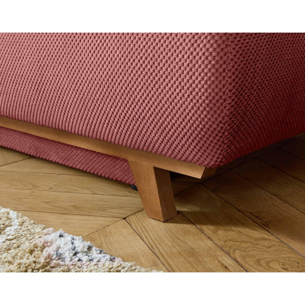 BEST MOBILIER Cristal - fauteuil - convertible avec coffre et grand pouf - en velours texturé