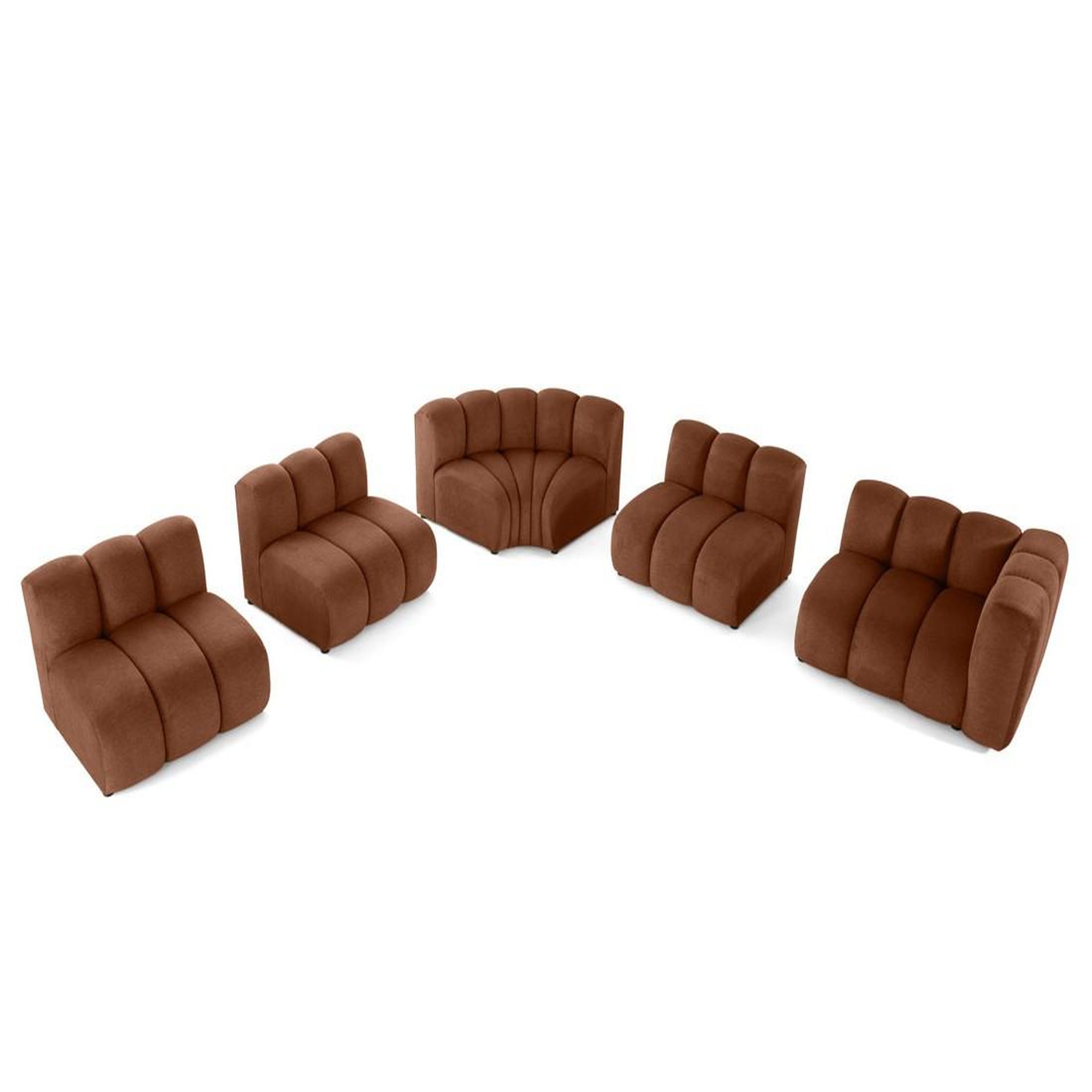 Voir la diapositive 2 : LISA DESIGN Debbie - canapé modulable d'angle gauche 5 places en tissu texturé