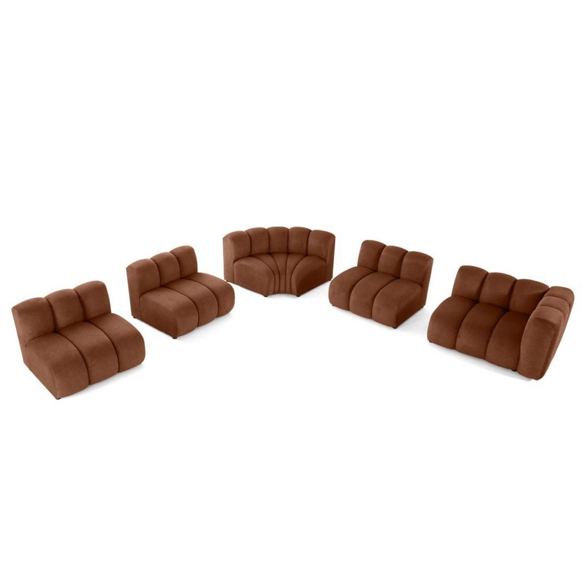 LISA DESIGN Debbie - canapé modulable d'angle gauche 5 places en tissu texturé